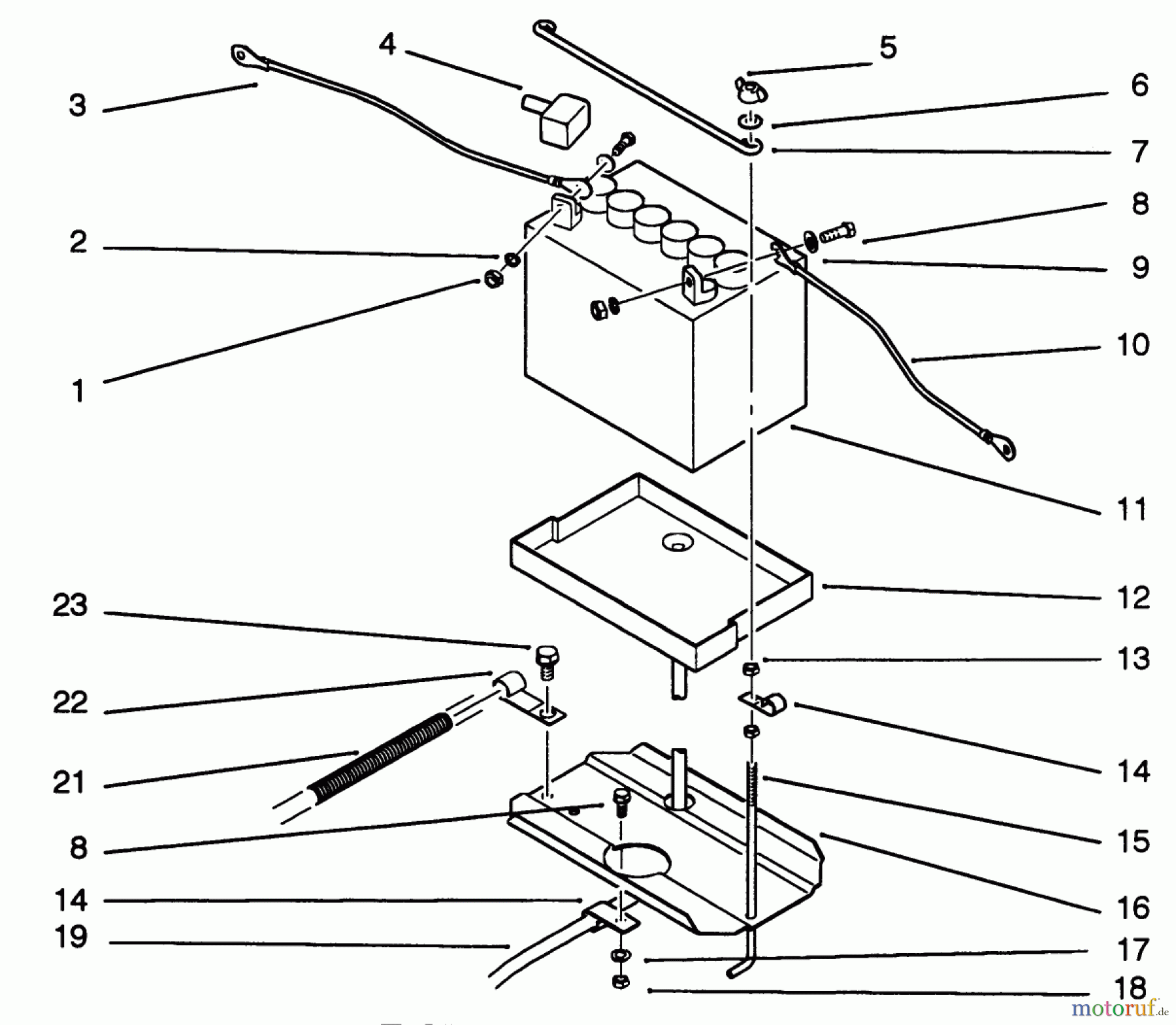 Toro Neu Mowers, Lawn & Garden Tractor Seite 1 42-16BE01 (246-H) - Toro 246-H Yard Tractor, 1992 (2000001-2999999) BATTERY ASSEMBLY