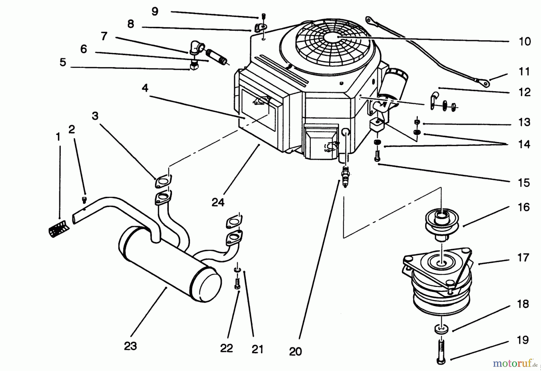 Toro Neu Mowers, Lawn & Garden Tractor Seite 1 42-16BE01 (246-H) - Toro 246-H Yard Tractor, 1992 (2000001-2999999) ENGINE AND CLUTCH