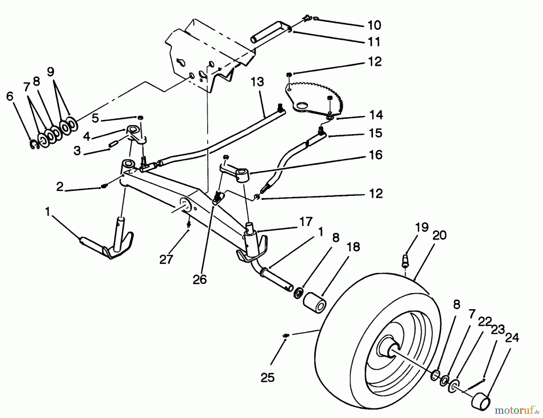 Toro Neu Mowers, Lawn & Garden Tractor Seite 1 42-16BE01 (246-H) - Toro 246-H Yard Tractor, 1992 (2000001-2999999) FRONT AXLE ASSEMBLY
