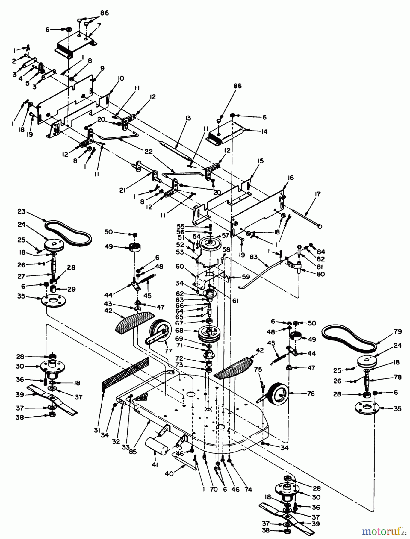  Toro Neu Mowers, Lawn & Garden Tractor Seite 1 55001 - Toro Compact Suburban Lawn Tractor, 1968 (8000001-8999999) MOWER HOUSING ASSEMBLY, 32