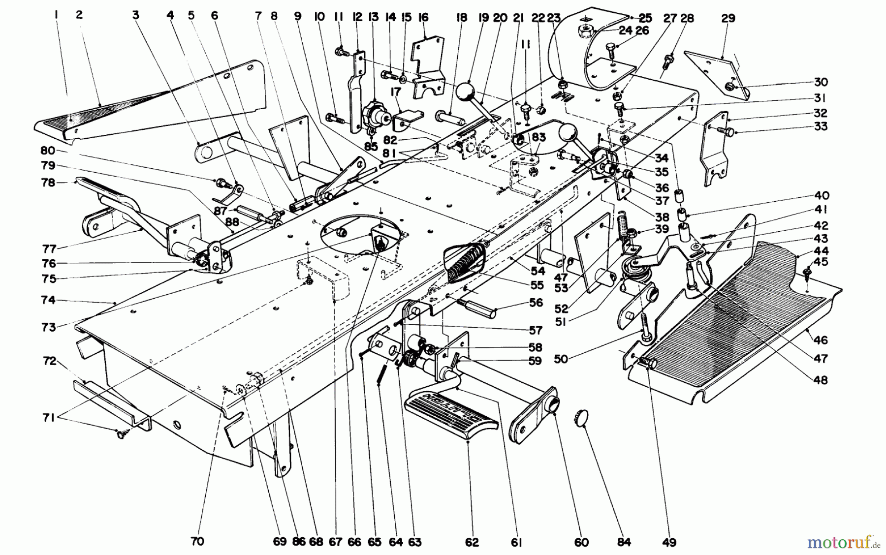  Toro Neu Mowers, Lawn & Garden Tractor Seite 1 55002 (935) - Toro 935 Recoil Lawn Tractor, 1969 (9000001-9999999) 935 AND 935E CHASSIS ASSEMBLY