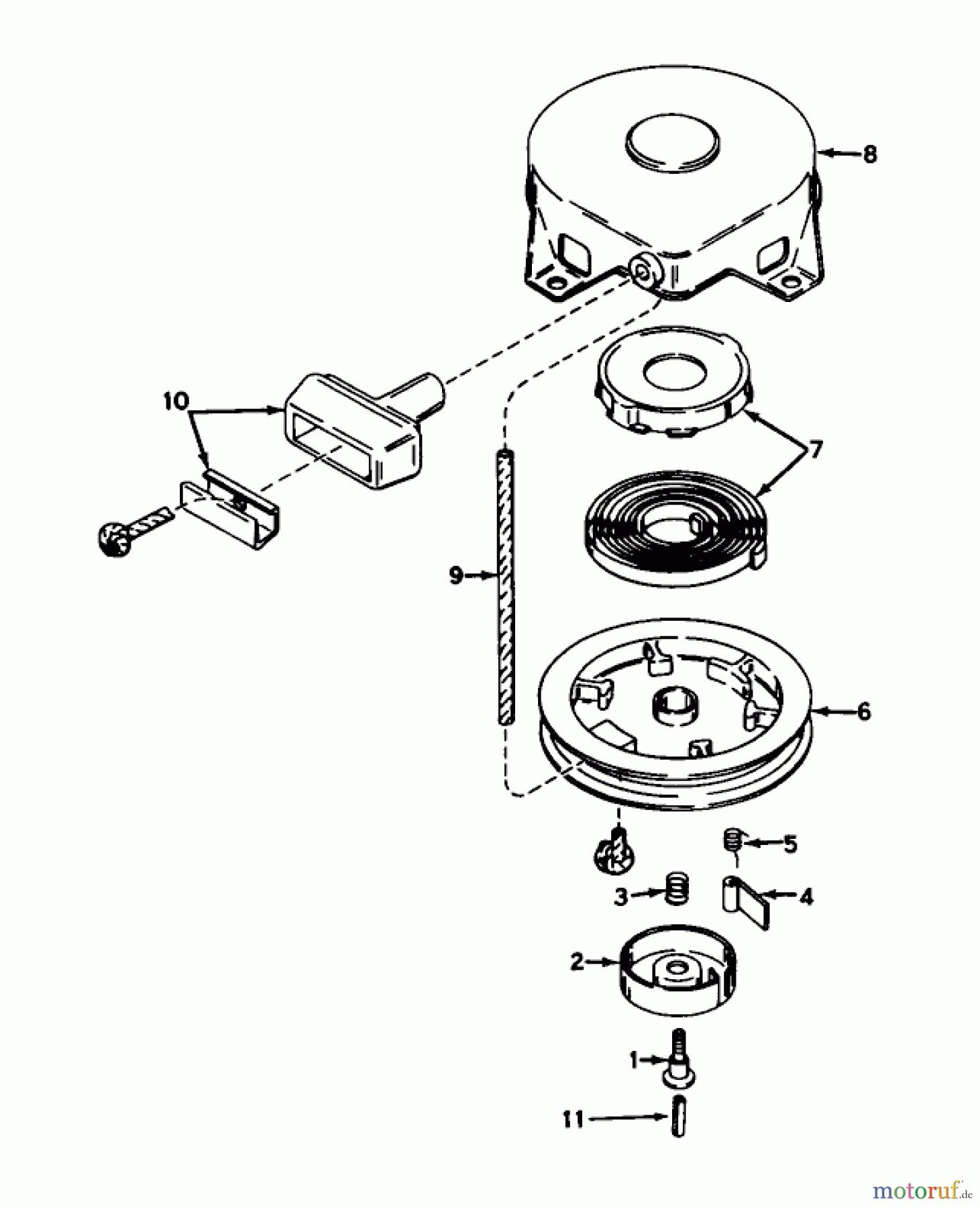 Toro Neu Mowers, Lawn & Garden Tractor Seite 1 55002 (935) - Toro 935 Recoil Lawn Tractor, 1969 (9000001-9999999) REWIND STARTER NO. 590420 ASSEMBLY 935