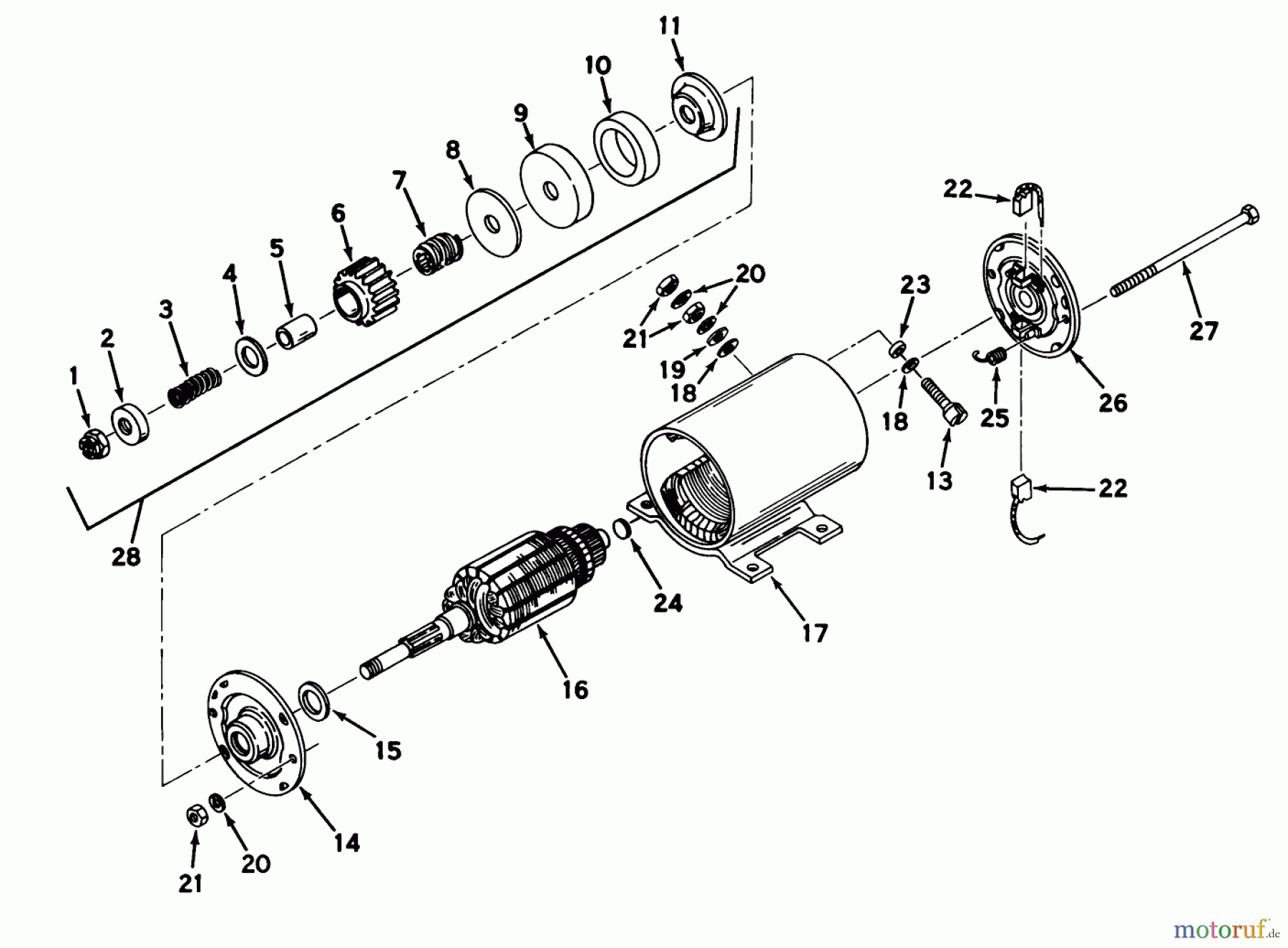  Toro Neu Mowers, Lawn & Garden Tractor Seite 1 55002 (935) - Toro 935 Recoil Lawn Tractor, 1969 (9000001-9999999) STARTER MOTOR NO. 32468 ASSEMBLY 935E