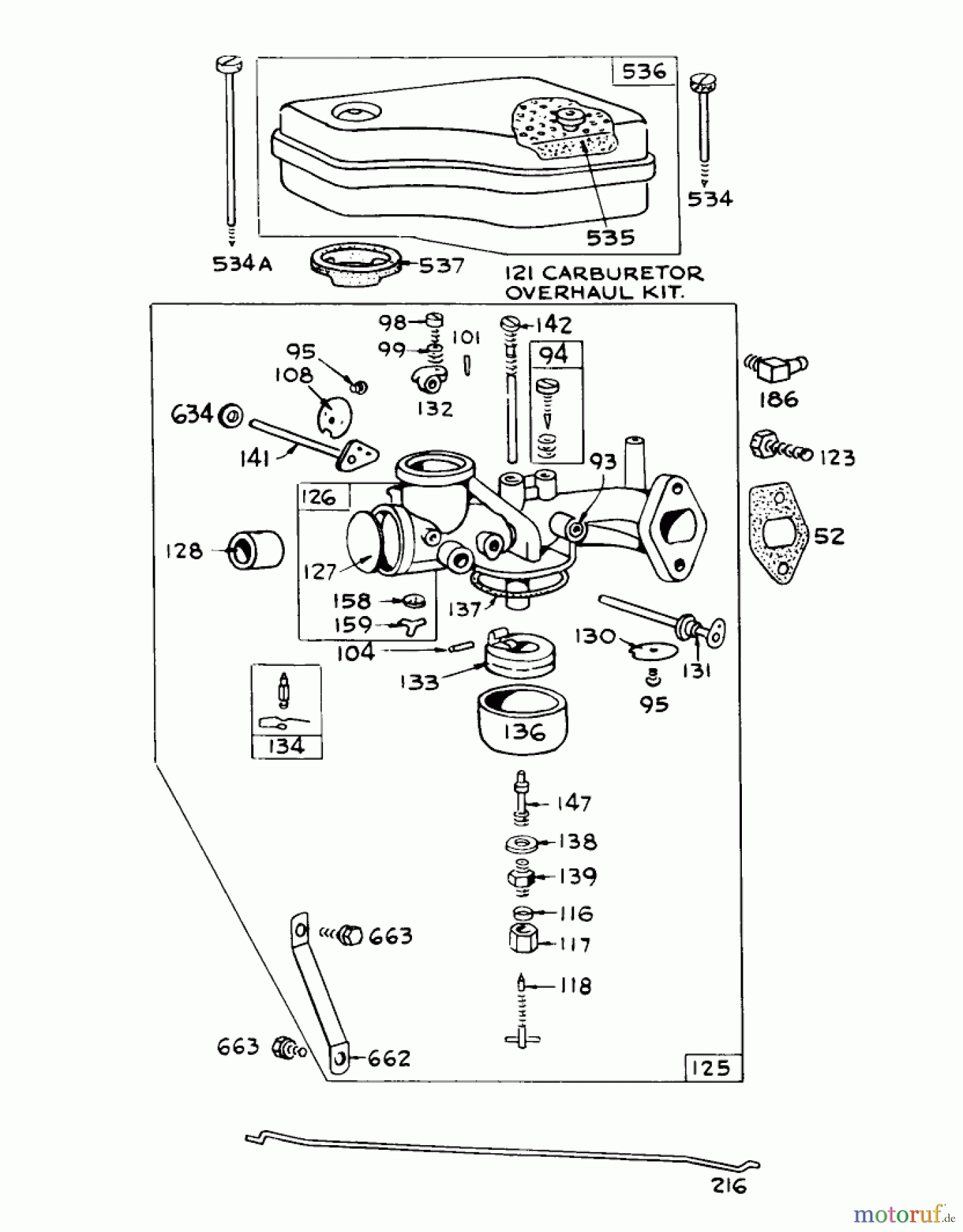 Toro Neu Mowers, Lawn & Garden Tractor Seite 1 55003 (800) - Toro 800 Recoil Lawn Tractor, 1970 (0000001-0999999) MODEL 390417 CARBURETOR ASSEMBLY (RECOIL & ELECTRIC)