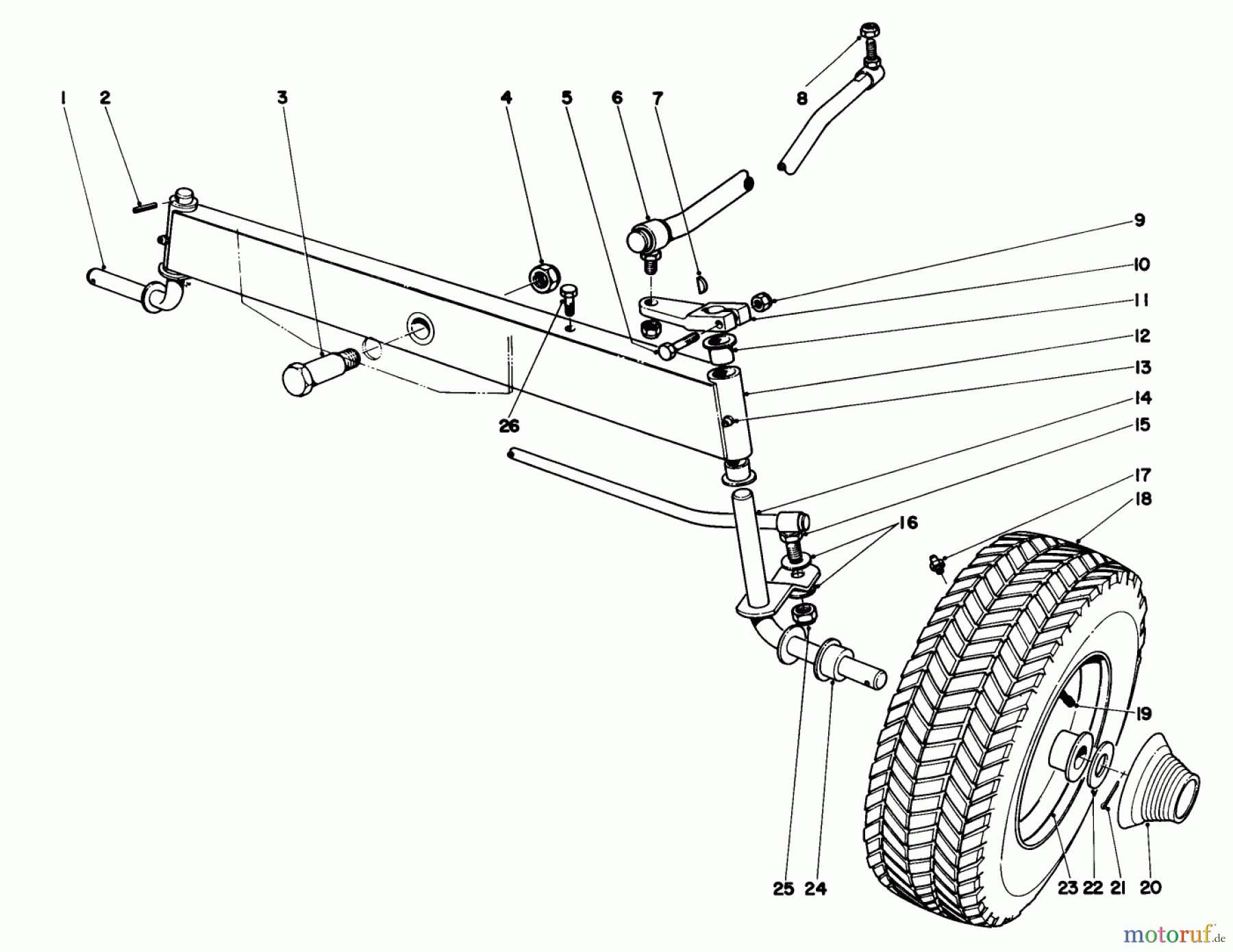 Toro Neu Mowers, Lawn & Garden Tractor Seite 1 55055 (800) - Toro 800 Electric Lawn Tractor, 1971 (1000001-1999999) FRONT AXLE ASSEMBLY