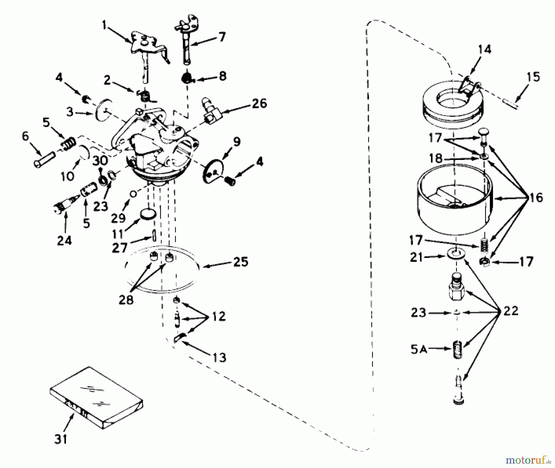  Toro Neu Mowers, Lawn & Garden Tractor Seite 1 55150 (940) - Toro 940 Electric Tractor, 1969 (9000001-9999999) CARBURETOR NO. 631447
