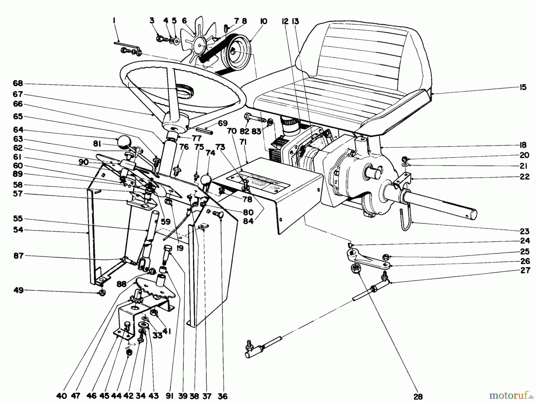 Toro Neu Mowers, Lawn & Garden Tractor Seite 1 55152 (888) - Toro 888 Toromatic Tractor, 1970 (0000001-0999999) DASH AND TRANSAXLE ASSEMBLY