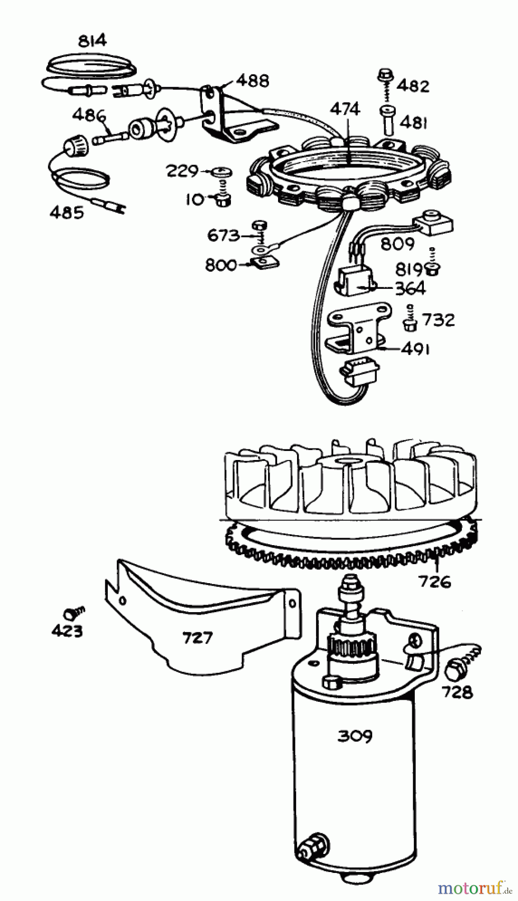 Toro Neu Mowers, Lawn & Garden Tractor Seite 1 55256 (888) - Toro 888 Toromatic Tractor, 1971 (1000001-1999999) ALTERNATOR AND STARTER ASSEMBLY