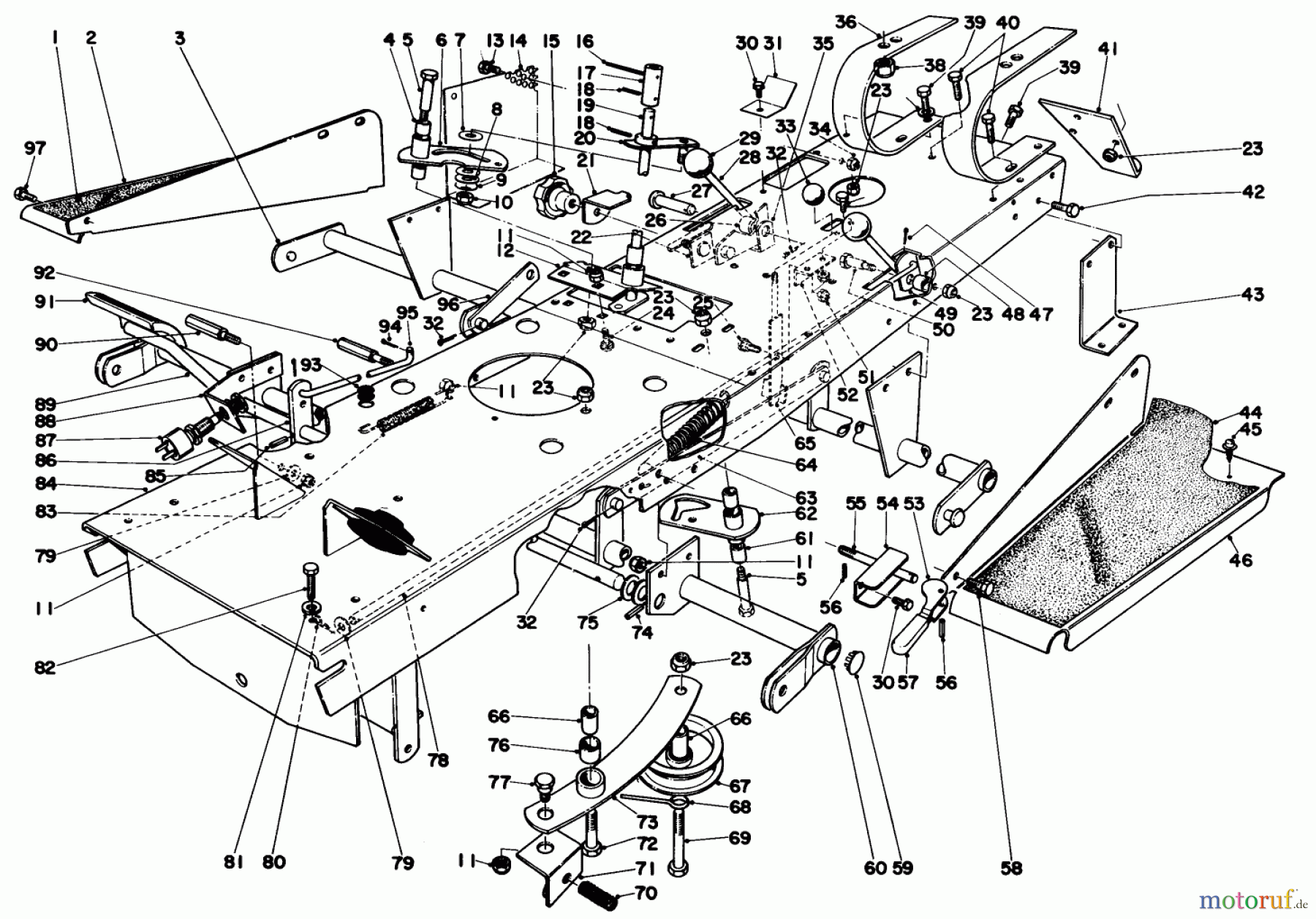  Toro Neu Mowers, Lawn & Garden Tractor Seite 1 55256 (888) - Toro 888 Toromatic Tractor, 1971 (1000001-1999999) CHASSIS ASSEMBLY
