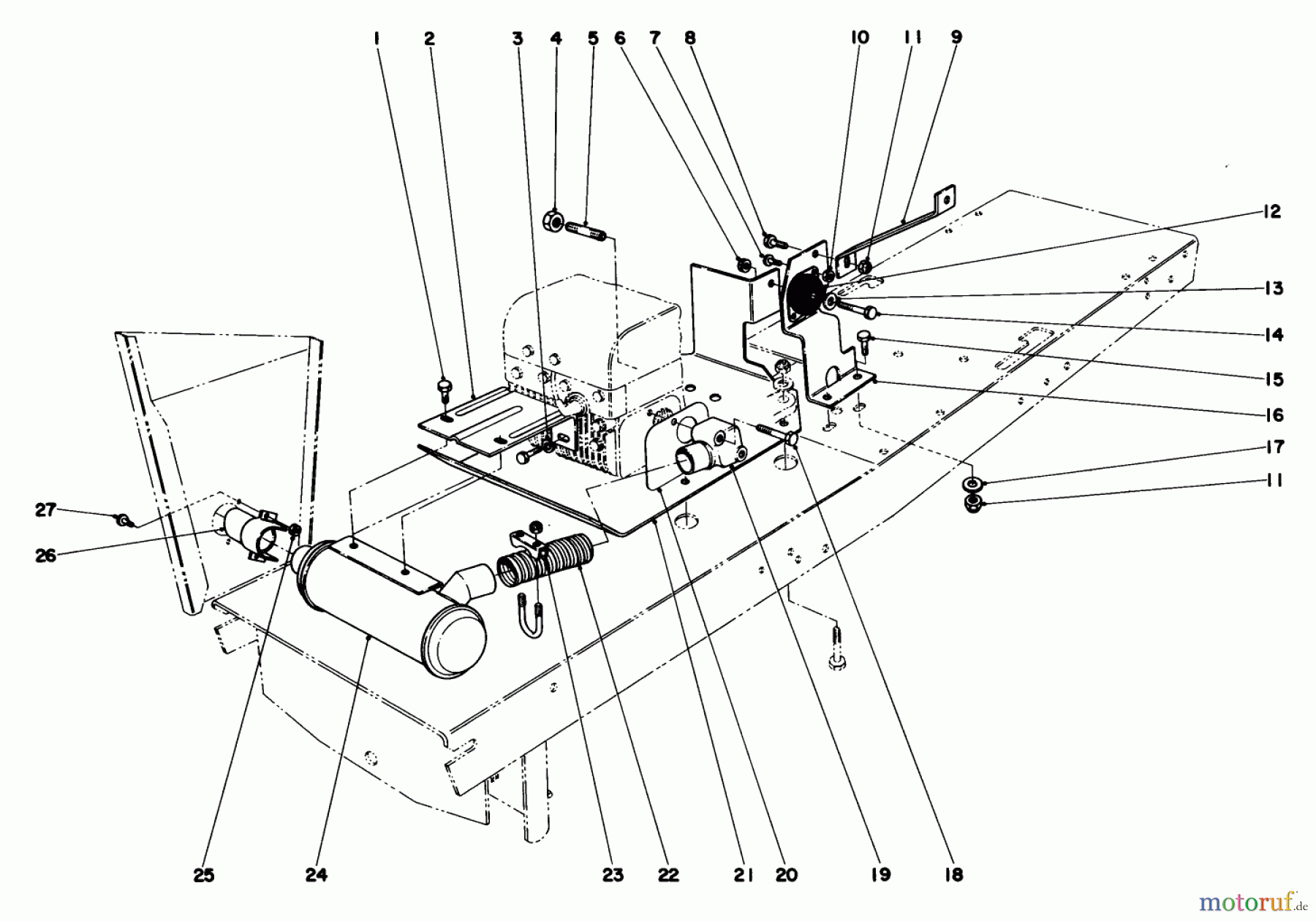 Toro Neu Mowers, Lawn & Garden Tractor Seite 1 55256 (888) - Toro 888 Toromatic Tractor, 1971 (1000001-1999999) EXHAUST ASSEMBLY