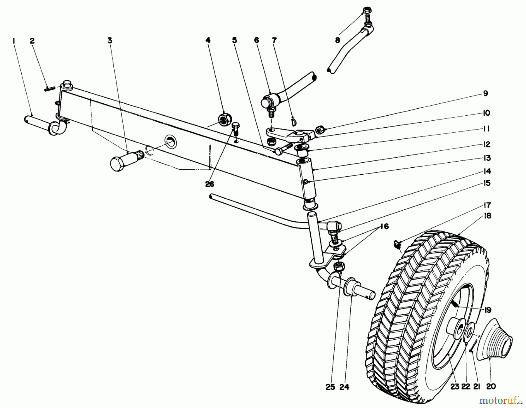 Toro Neu Mowers, Lawn & Garden Tractor Seite 1 55256 (888) - Toro 888 Toromatic Tractor, 1971 (1000001-1999999) FRONT AXLE ASSEMBLY