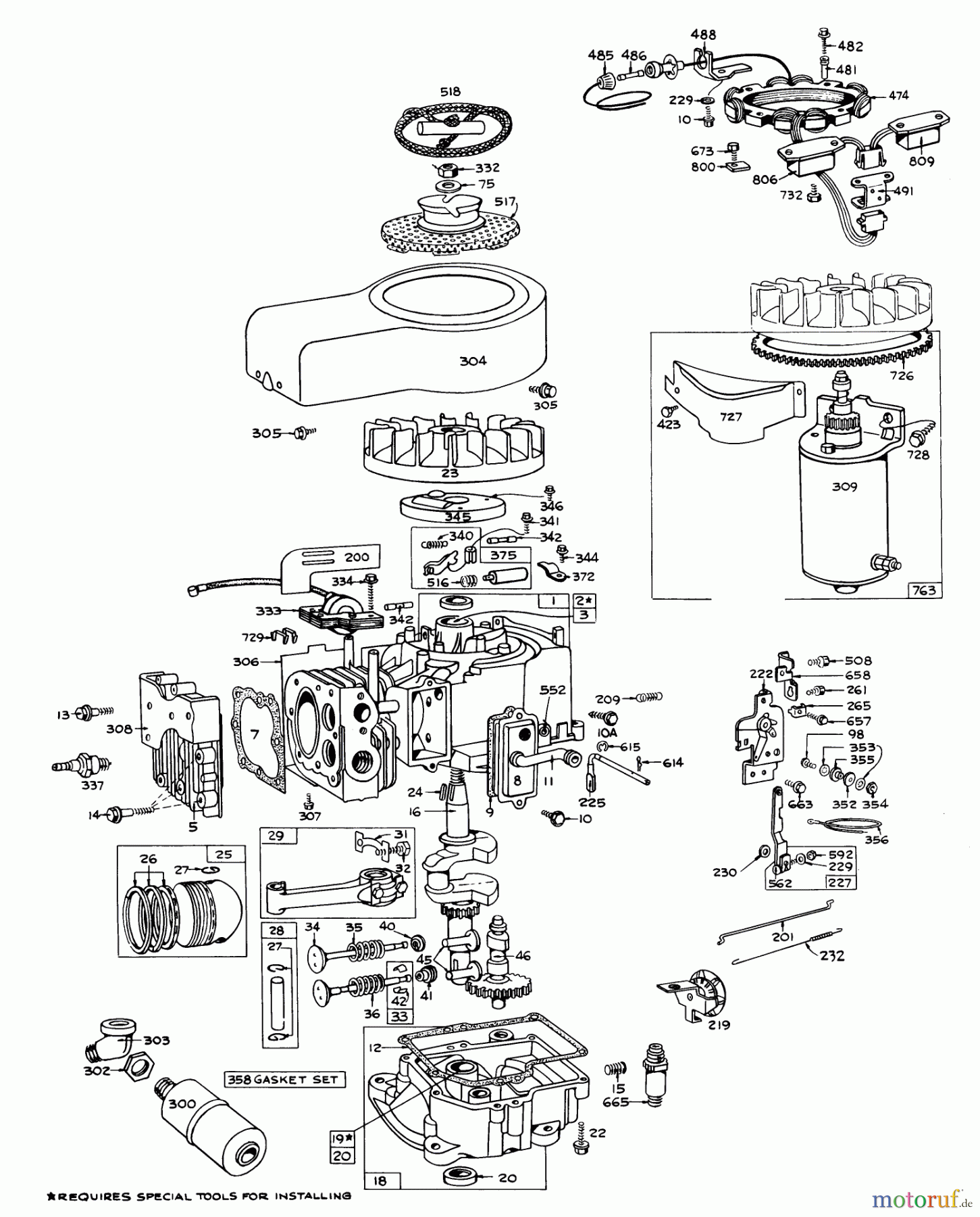 Toro Neu Mowers, Lawn & Garden Tractor Seite 1 55256 (888) - Toro 888 Toromatic Tractor, 1971 (1000001-1999999) MODEL 190707-0142 ENGINE ASSEMBLY (ELECTRIC START) BRIGGS & STRATTON