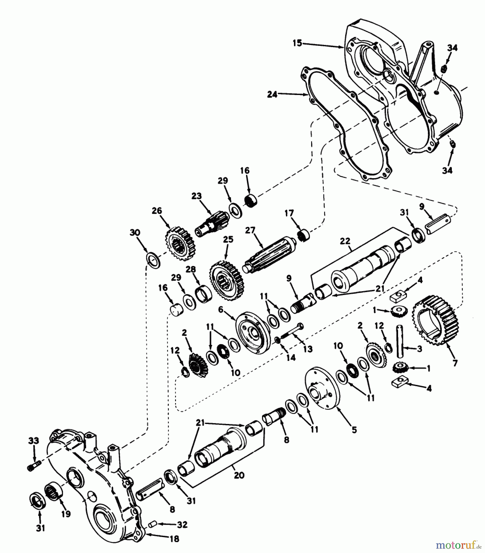 Toro Neu Mowers, Lawn & Garden Tractor Seite 1 55256 (888) - Toro 888 Toromatic Tractor, 1971 (1000001-1999999) TRANSAXLE (PEERLESS) MODEL NO. 1302 ASSEMBLY