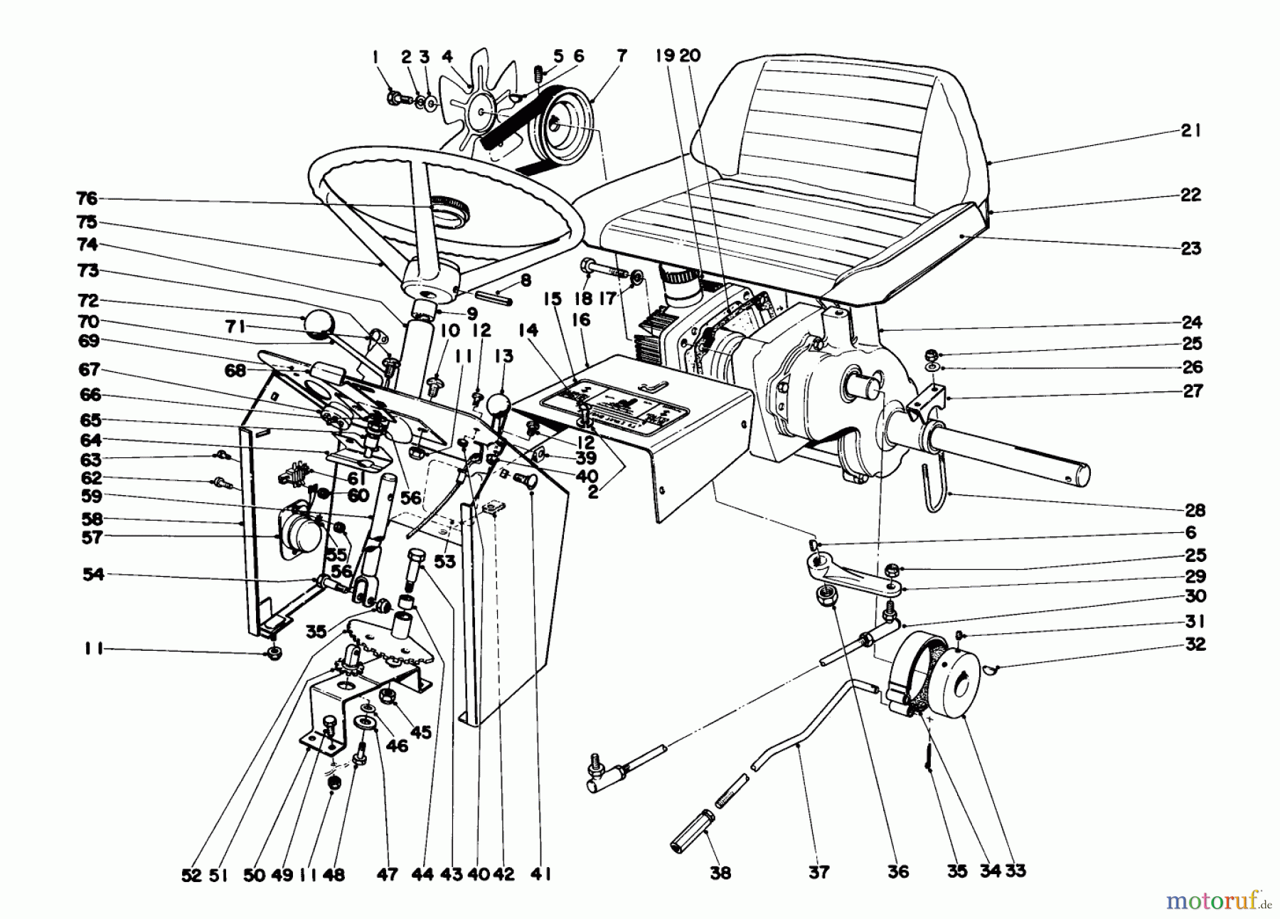 Toro Neu Mowers, Lawn & Garden Tractor Seite 1 55275 (888) - Toro 888 Toromatic Tractor, 1972 (2000001-2999999) DASH AND TRANSAXLE ASSEMBLY