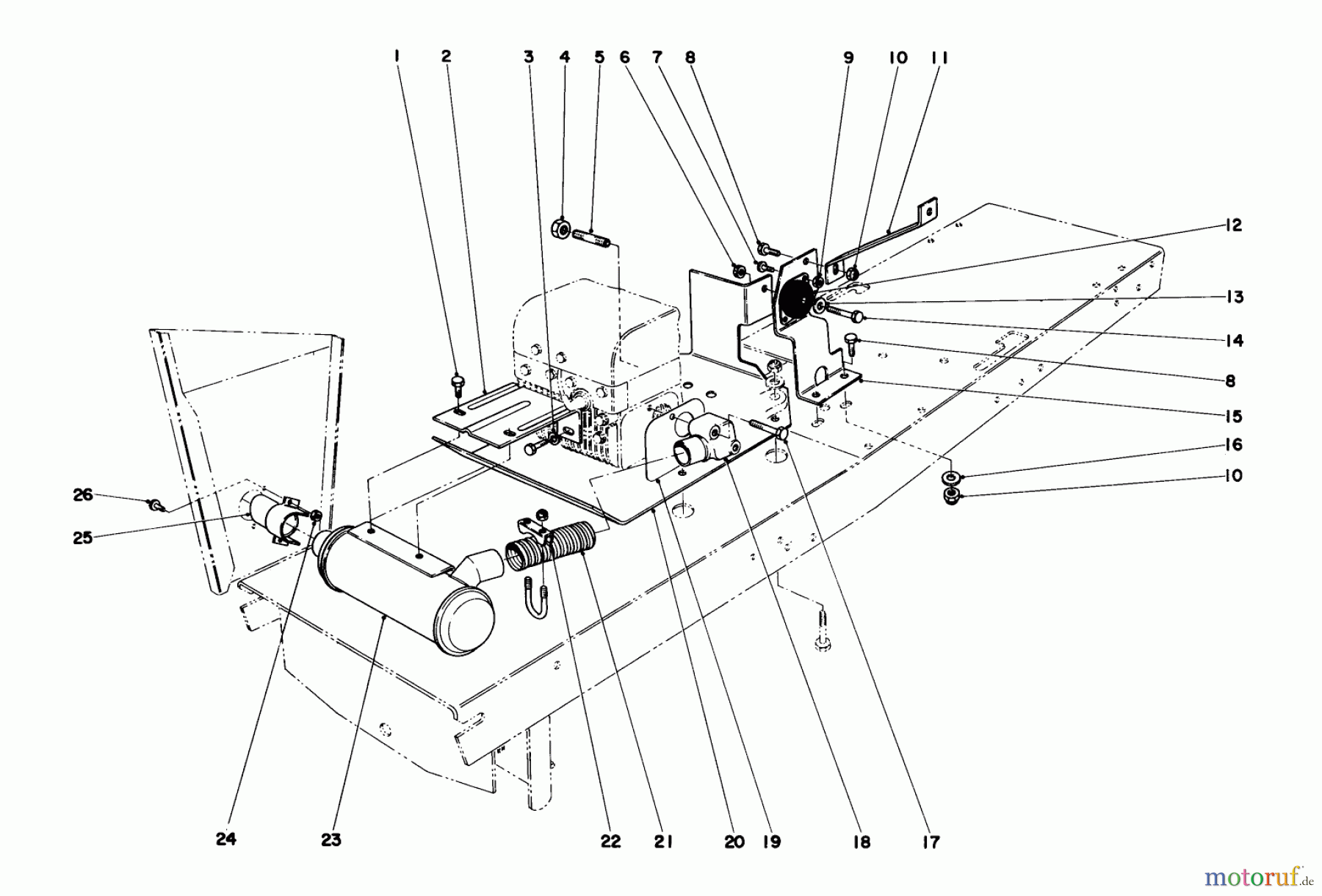 Toro Neu Mowers, Lawn & Garden Tractor Seite 1 55275 (888) - Toro 888 Toromatic Tractor, 1972 (2000001-2999999) EXHAUST ASSEMBLY