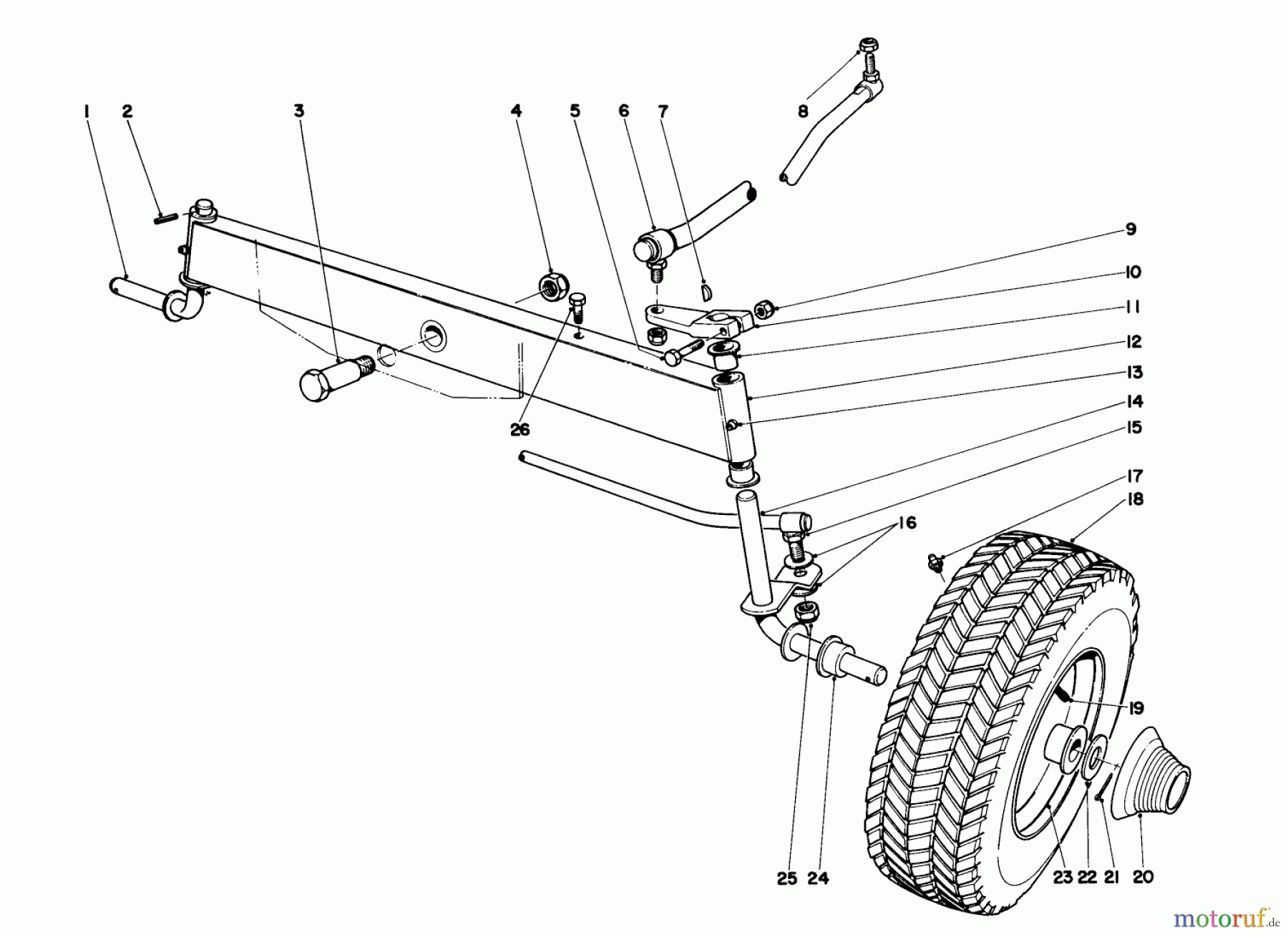 Toro Neu Mowers, Lawn & Garden Tractor Seite 1 55275 (888) - Toro 888 Toromatic Tractor, 1972 (2000001-2999999) FRONT AXLE ASSEMBLY