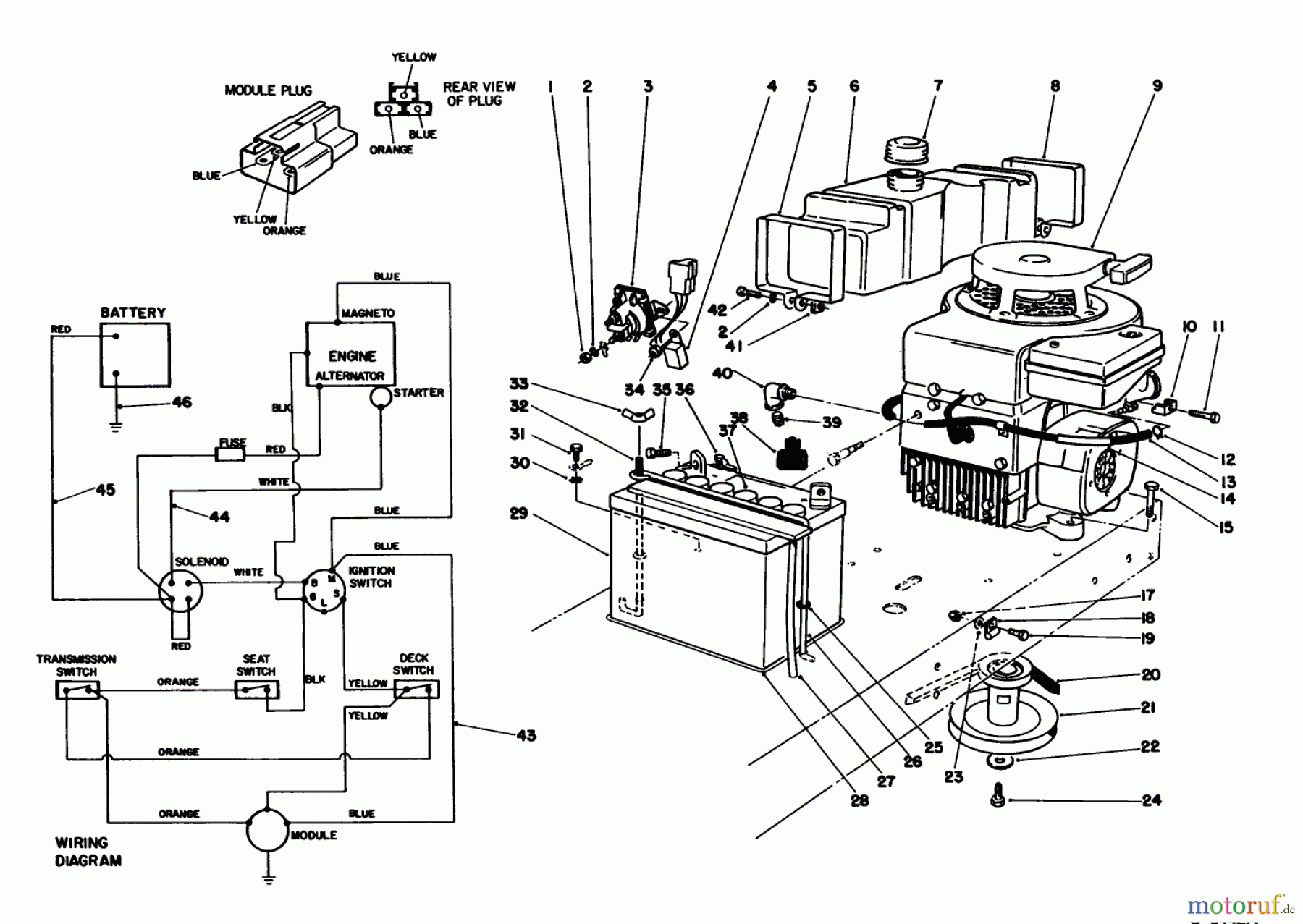 Toro Neu Mowers, Rear-Engine Rider 56176 (12-32) - Toro 12-32 Rear Engine Rider, 1991 (1000001-1999999) ENGINE ASSEMBLY