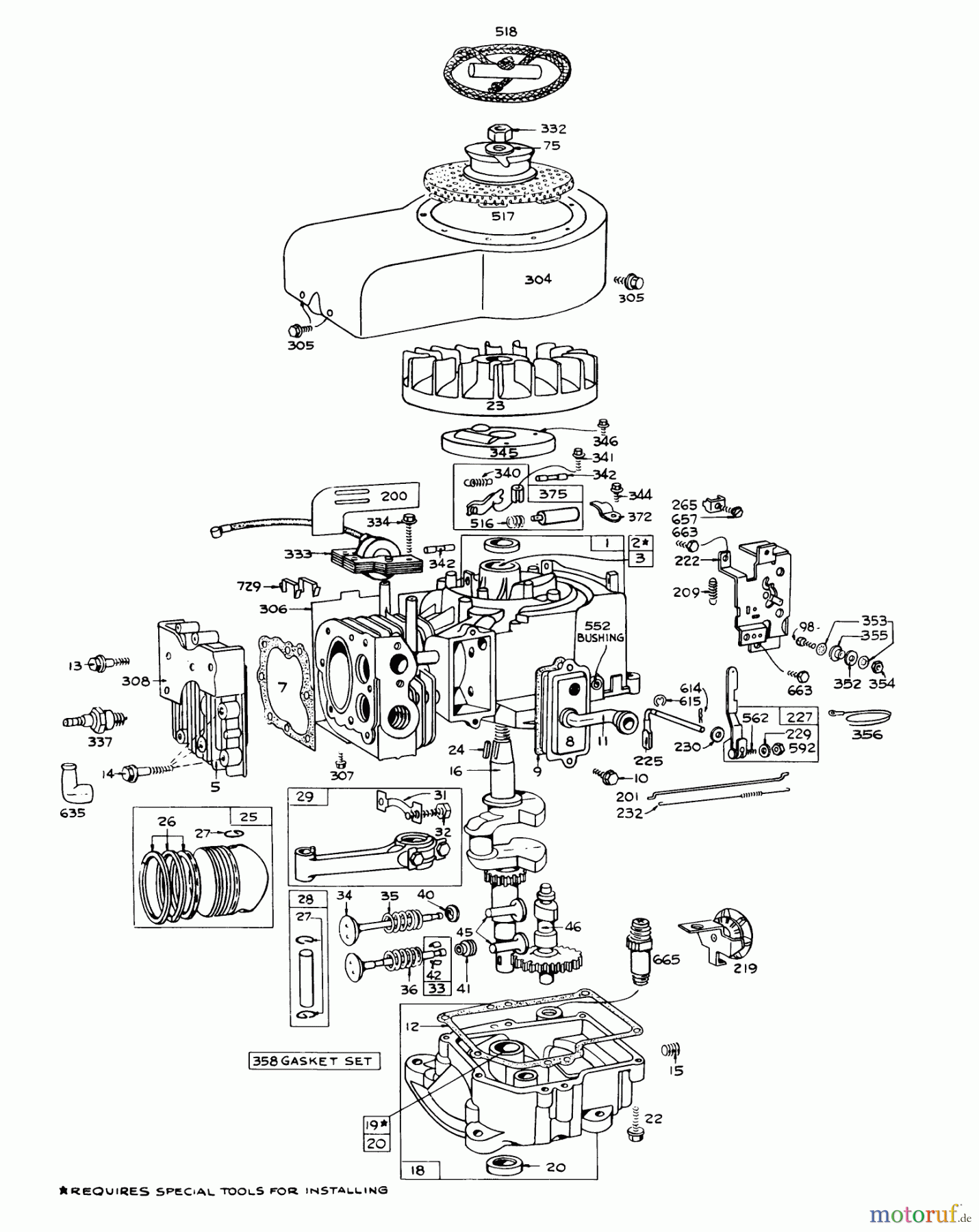 Toro Neu Mowers, Lawn & Garden Tractor Seite 1 55275 (888) - Toro 888 Toromatic Tractor, 1972 (2000001-2999999) MODEL 190707-0626 ENGINE ASSEMBLY (ELECTRIC START) BRIGGS & STRATTON