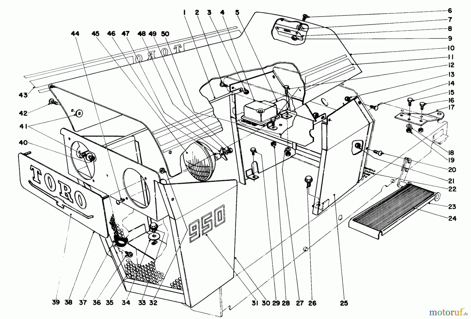 Toro Neu Mowers, Lawn & Garden Tractor Seite 1 55302 (950) - Toro 950 Suburban Lawn Tractor, 1969 (9000001-9999999) 950 AND 960 SUBURBAN TRACTOR