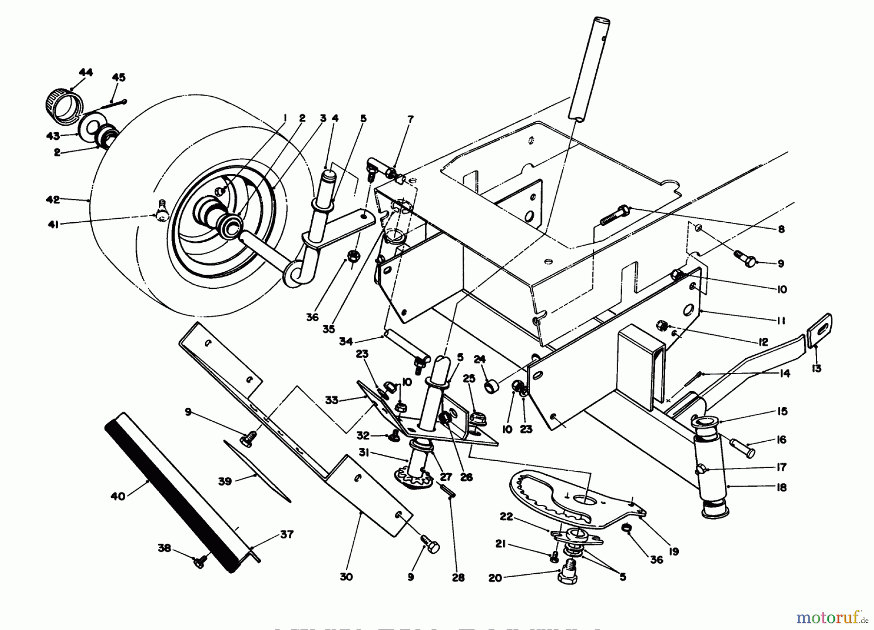 Toro Neu Mowers, Rear-Engine Rider 56176 (12-32) - Toro 12-32 Rear Engine Rider, 1991 (1000001-1999999) FRONT AXLE ASSEMBLY