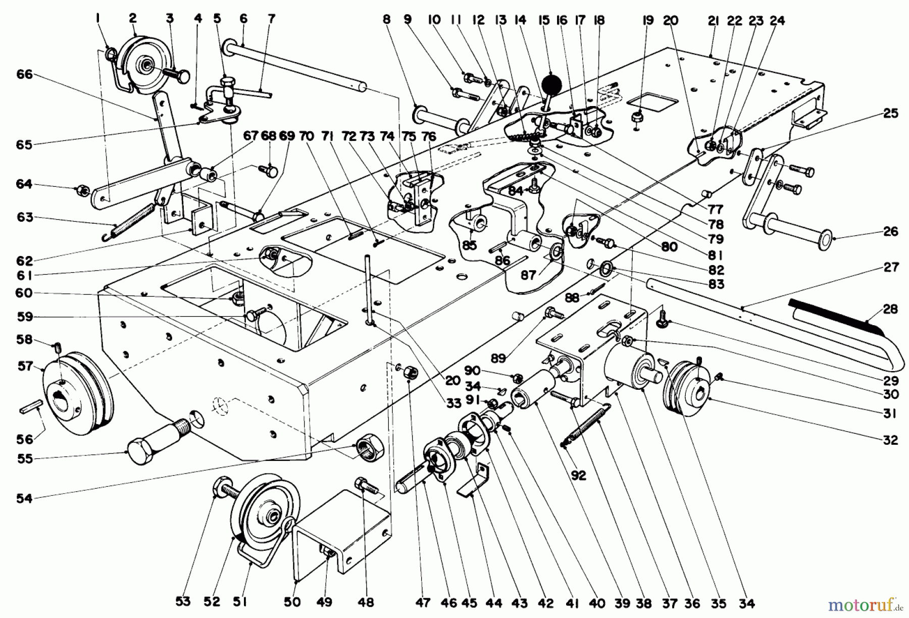 Toro Neu Mowers, Lawn & Garden Tractor Seite 1 55302 (950) - Toro 950 Suburban Lawn Tractor, 1969 (9000001-9999999) CHASSIS ASSEMBLY