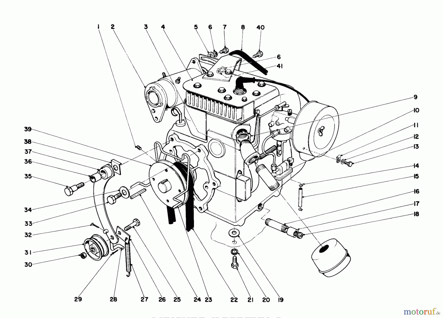 Toro Neu Mowers, Lawn & Garden Tractor Seite 1 55302 (950) - Toro 950 Suburban Lawn Tractor, 1970 (0000001-0999999) ENGINE ASSEMBLY