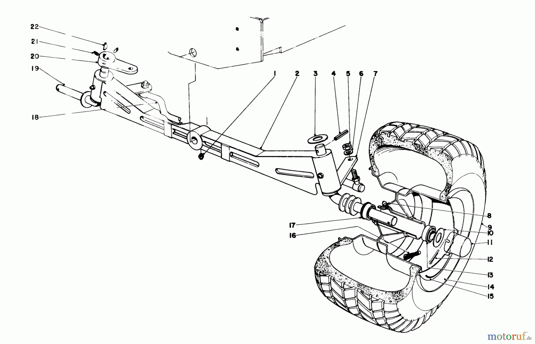 Toro Neu Mowers, Lawn & Garden Tractor Seite 1 55302 (950) - Toro 950 Suburban Lawn Tractor, 1970 (0000001-0999999) FRONT AXLE ASSEMBLY