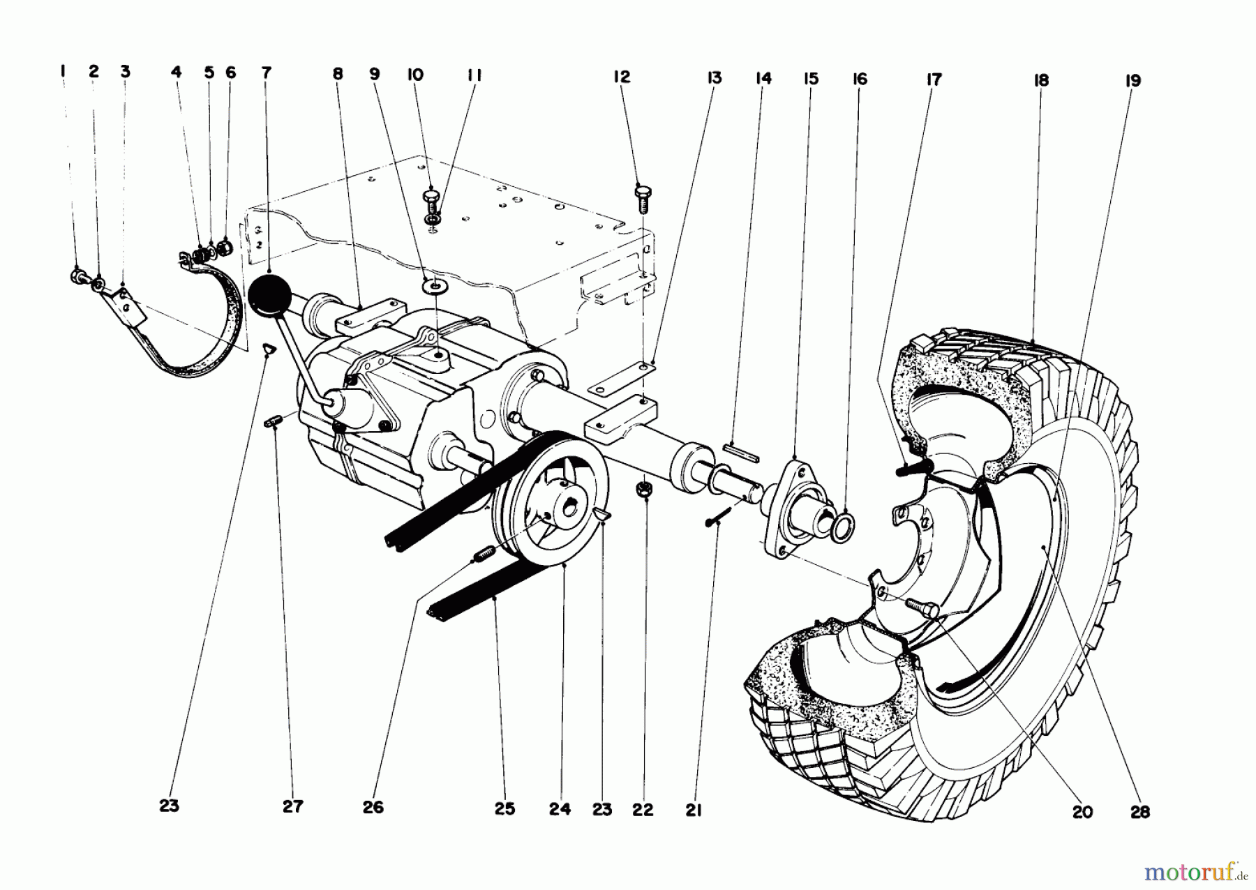 Toro Neu Mowers, Lawn & Garden Tractor Seite 1 55302 (950) - Toro 950 Suburban Lawn Tractor, 1970 (0000001-0999999) REAR AXLE ASSEMBLY