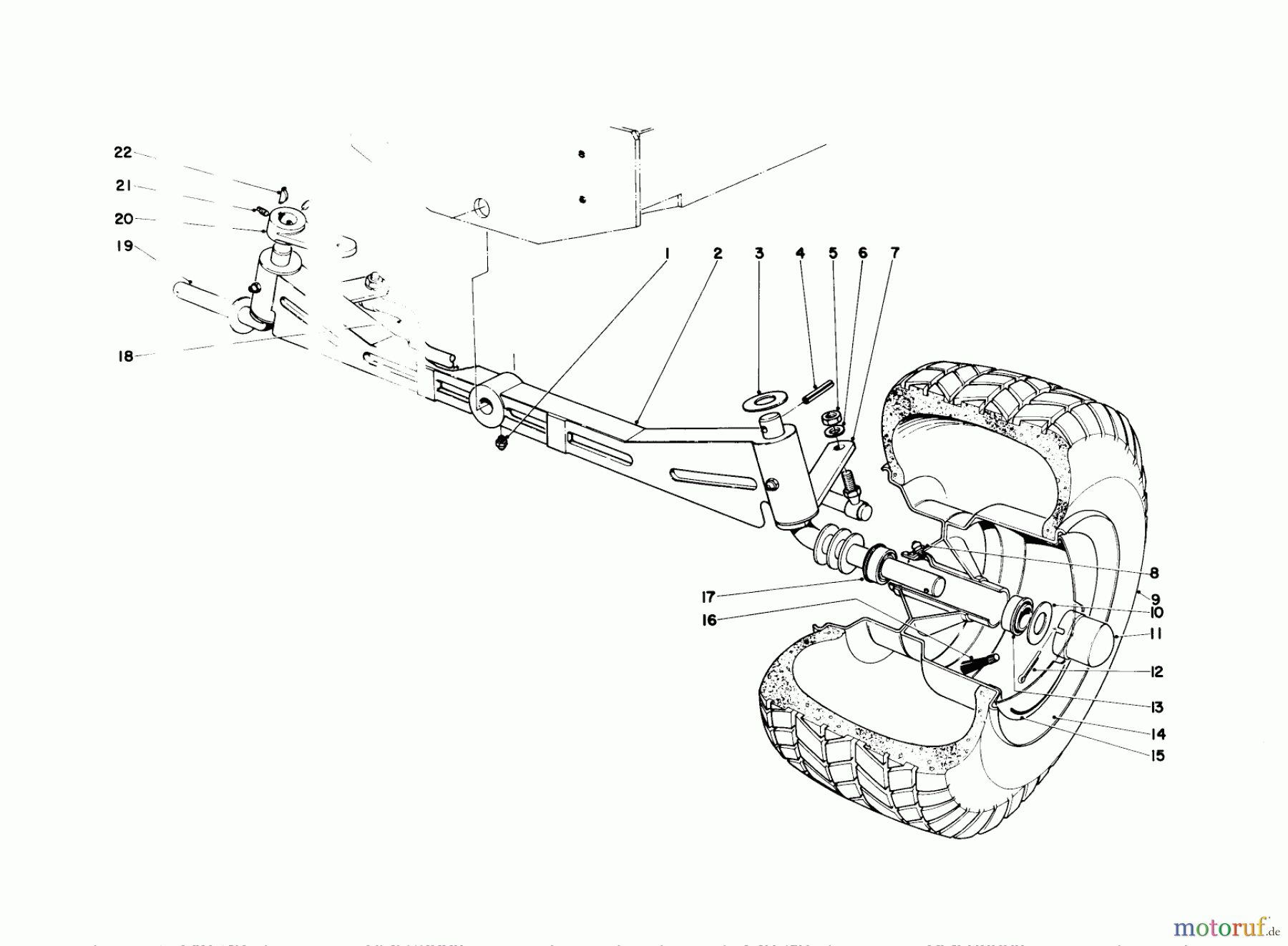Toro Neu Mowers, Lawn & Garden Tractor Seite 1 55302 (950) - Toro 950 Suburban Lawn Tractor, 1971 (1000001-1999999) FRONT AXLE ASSEMBLY
