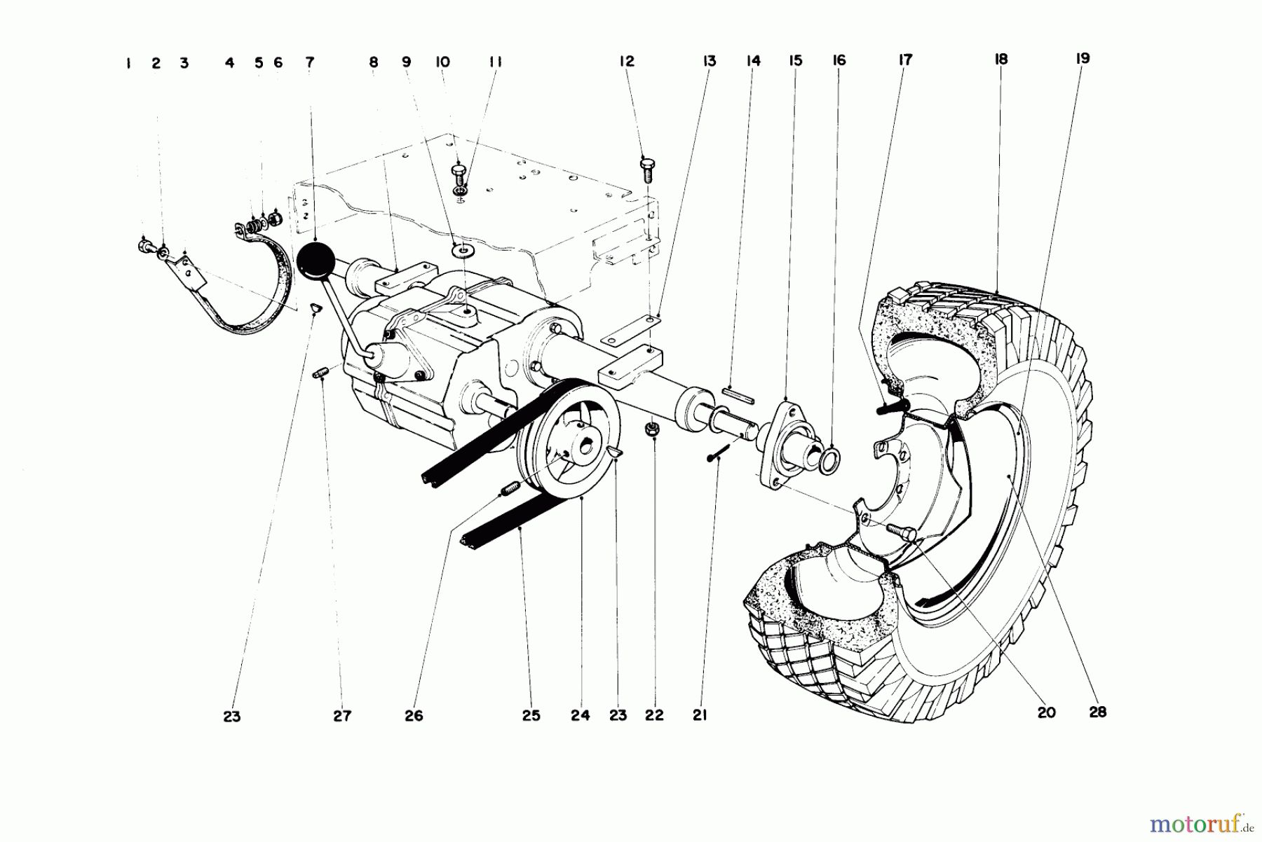 Toro Neu Mowers, Lawn & Garden Tractor Seite 1 55302 (950) - Toro 950 Suburban Lawn Tractor, 1971 (1000001-1999999) REAR AXLE ASSEMBLY