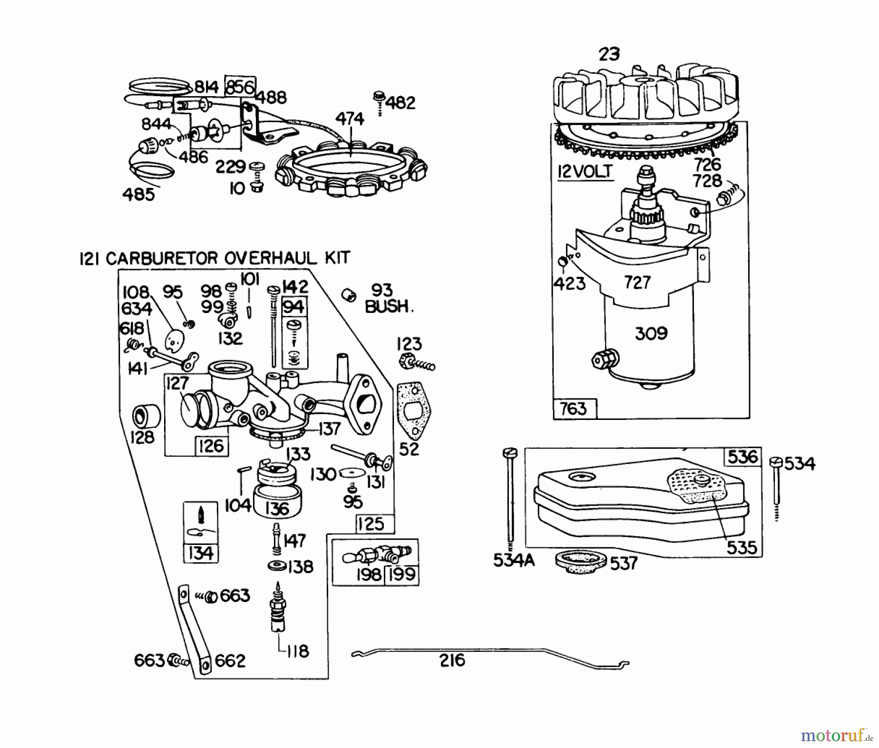 Toro Neu Mowers, Lawn & Garden Tractor Seite 1 57360 (11-32) - Toro 11-32 Lawn Tractor, 1978 (8000001-8999999) BRIGGS & STRATTON MODEL 191707-5633-01 (MODEL 57300) #1
