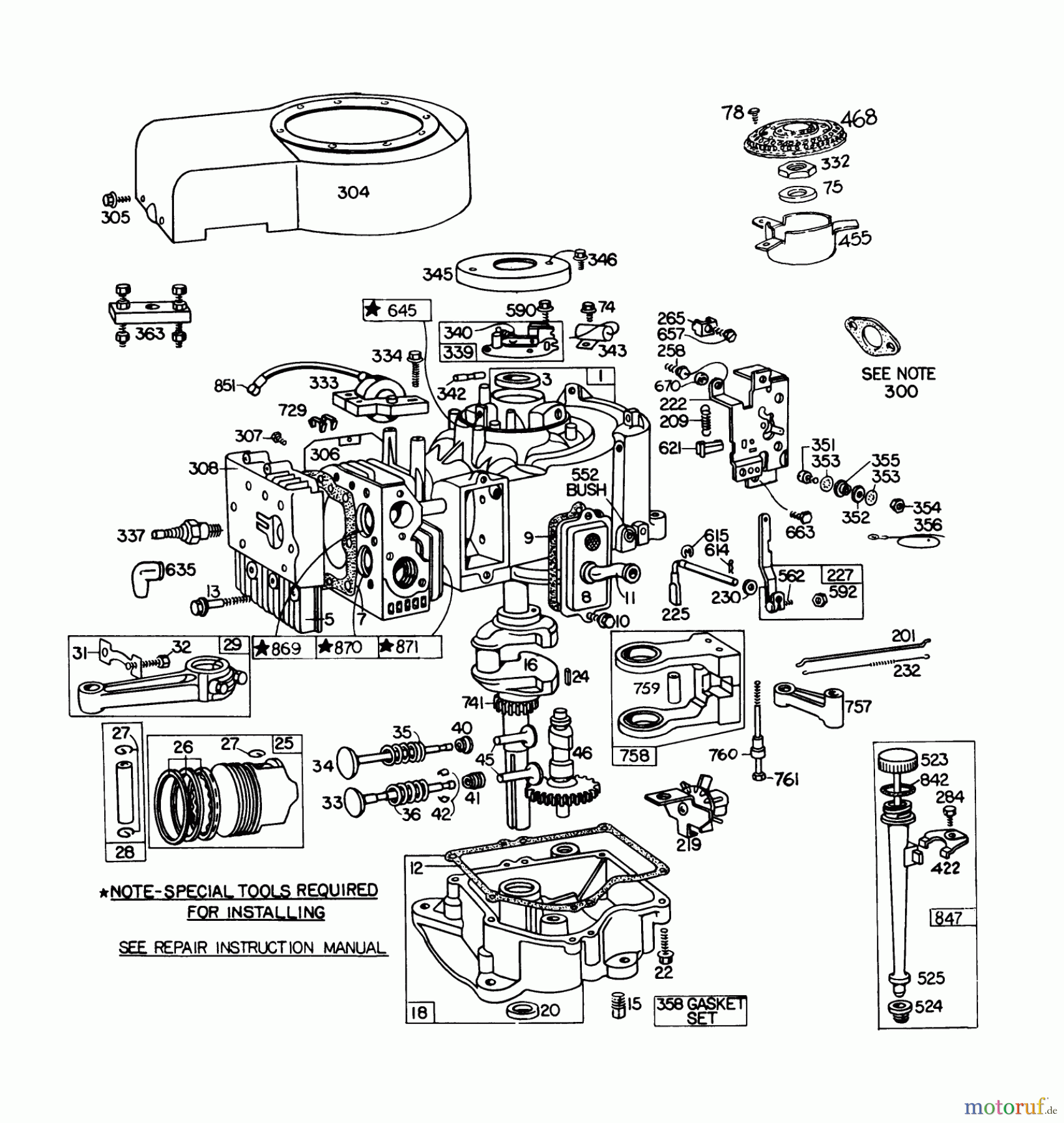 Toro Neu Mowers, Lawn & Garden Tractor Seite 1 57360 (11-32) - Toro 11-32 Lawn Tractor, 1978 (8000001-8999999) ENGINE BRIGGS & STRATTON MODEL 252707-0146-01 (MODEL 57360) #1