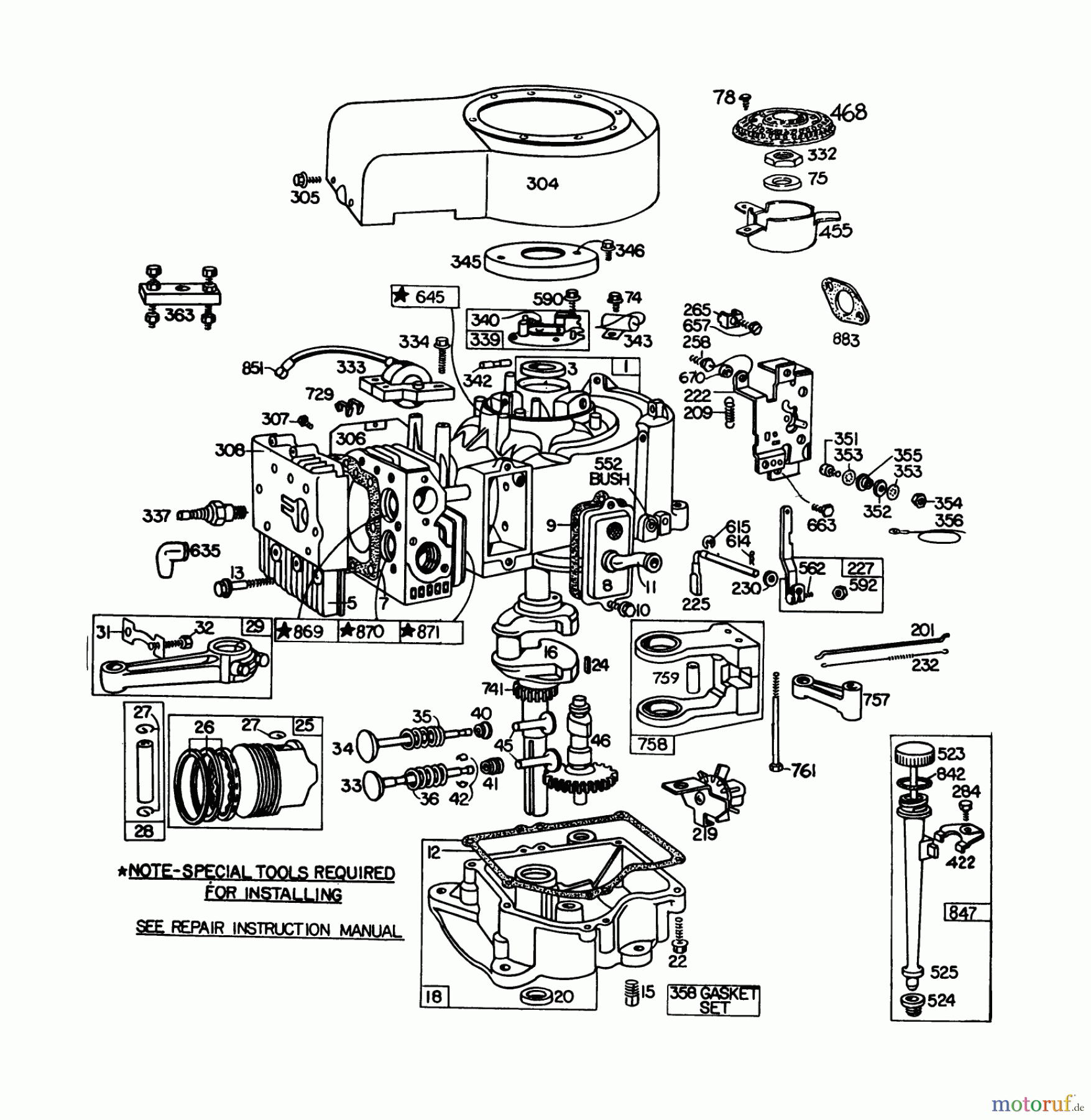 Toro Neu Mowers, Lawn & Garden Tractor Seite 1 57360 (11-32) - Toro 11-32 Lawn Tractor, 1979 (9000001-9999999) ENGINE BRIGGS & STRATTON MODEL 252707-0177-01 (MODEL 57360) #1