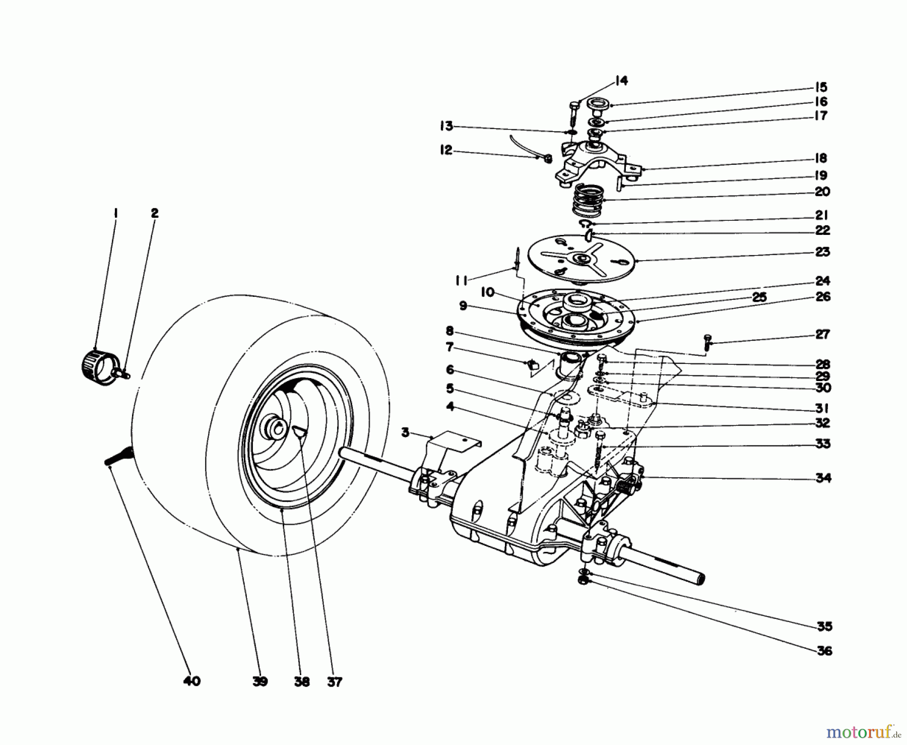 Toro Neu Mowers, Lawn & Garden Tractor Seite 1 57360 (11-32) - Toro 11-32 Lawn Tractor, 1979 (9000001-9999999) TRANSAXLE & CLUTCH ASSEMBLY