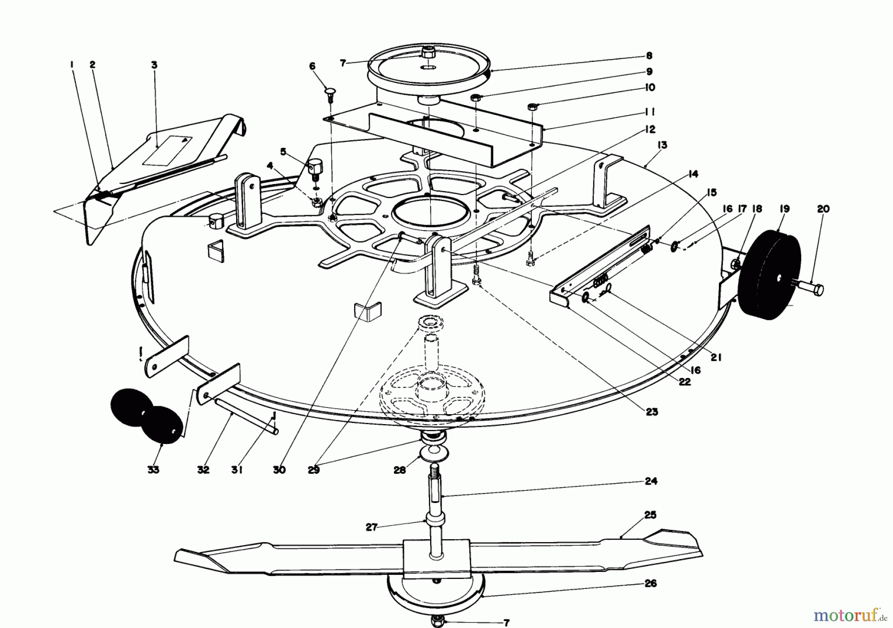 Toro Neu Mowers, Lawn & Garden Tractor Seite 1 57360 (11-32) - Toro 11-32 Lawn Tractor, 1980 (0000001-0999999) CUTTING DECK