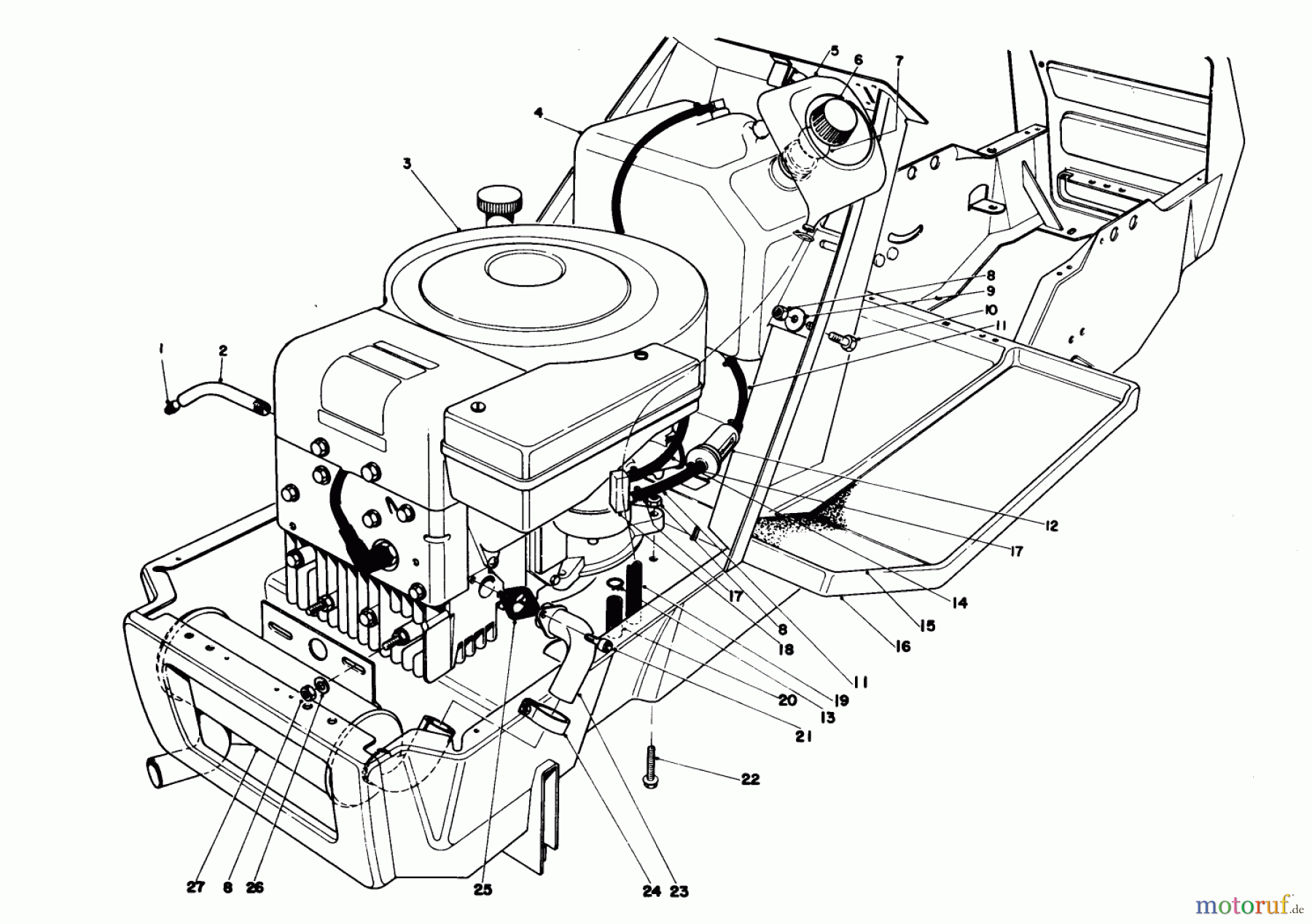 Toro Neu Mowers, Lawn & Garden Tractor Seite 1 57360 (11-32) - Toro 11-32 Lawn Tractor, 1980 (0000001-0999999) ENGINE ASSEMBLY MODEL 57360