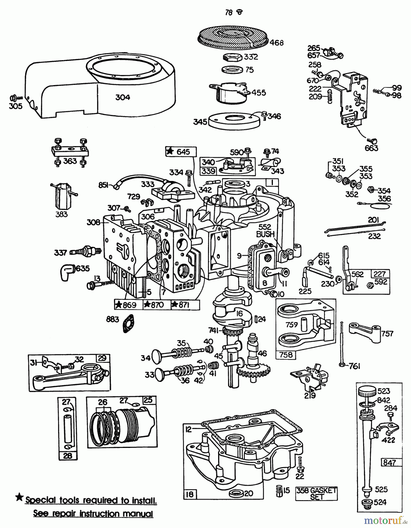 Toro Neu Mowers, Lawn & Garden Tractor Seite 1 57300 (8-32) - Toro 8-32 Front Engine Rider, 1983 (3000001-3999999) ENGINE BRIGGS & STRATTON MODEL 252707-0230-01 (MODEL 57360) #2