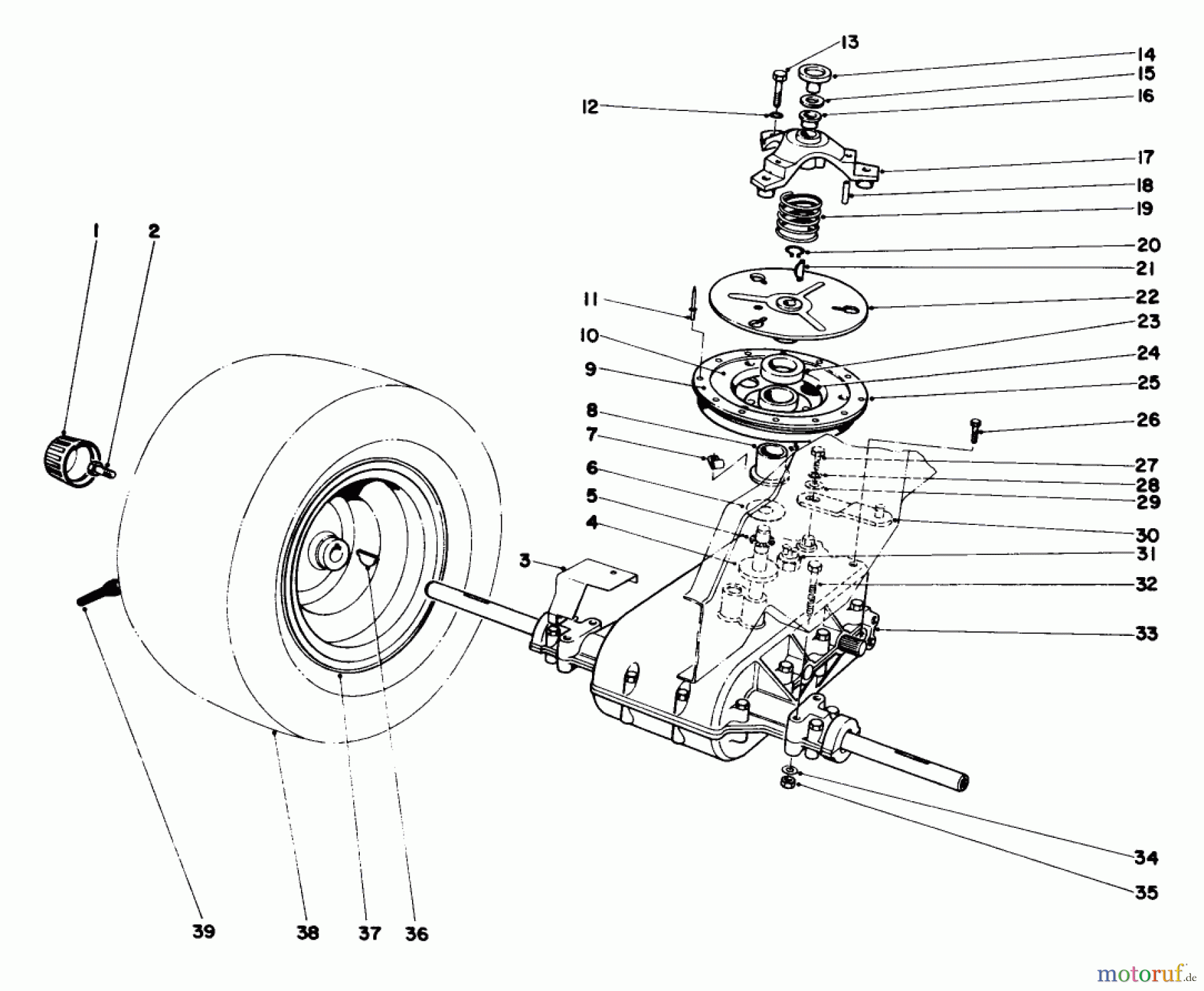  Toro Neu Mowers, Lawn & Garden Tractor Seite 1 57300 (8-32) - Toro 8-32 Front Engine Rider, 1983 (3000001-3999999) TRANSAXLE & CLUTCH ASSEMBLY