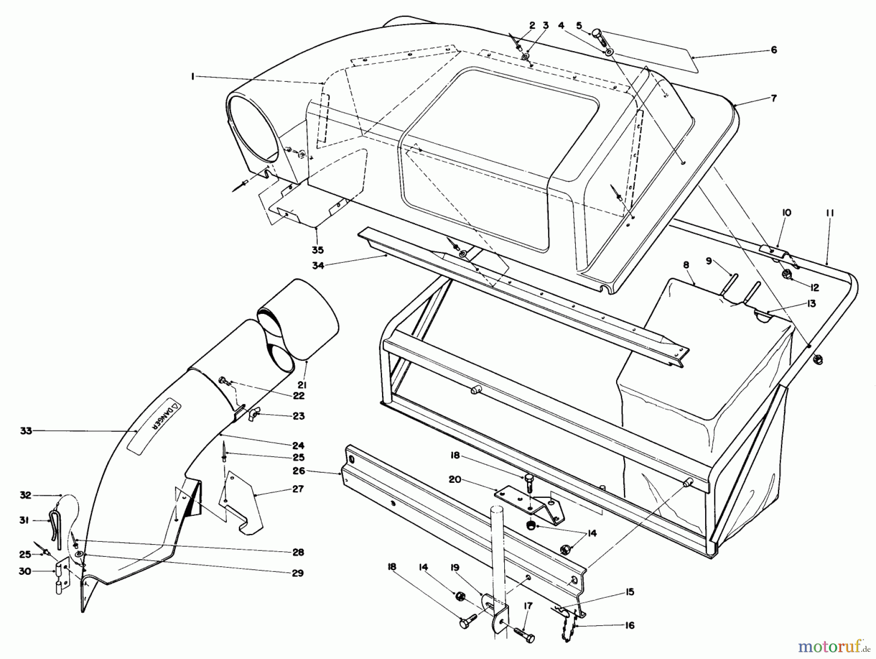 Toro Neu Mowers, Lawn & Garden Tractor Seite 1 57300 (8-32) - Toro 8-32 Front Engine Rider, 1983 (3000001-3999999) TWIN BAGGER GRASS CATCHER MODEL NO. 59122 (OPTIONAL)