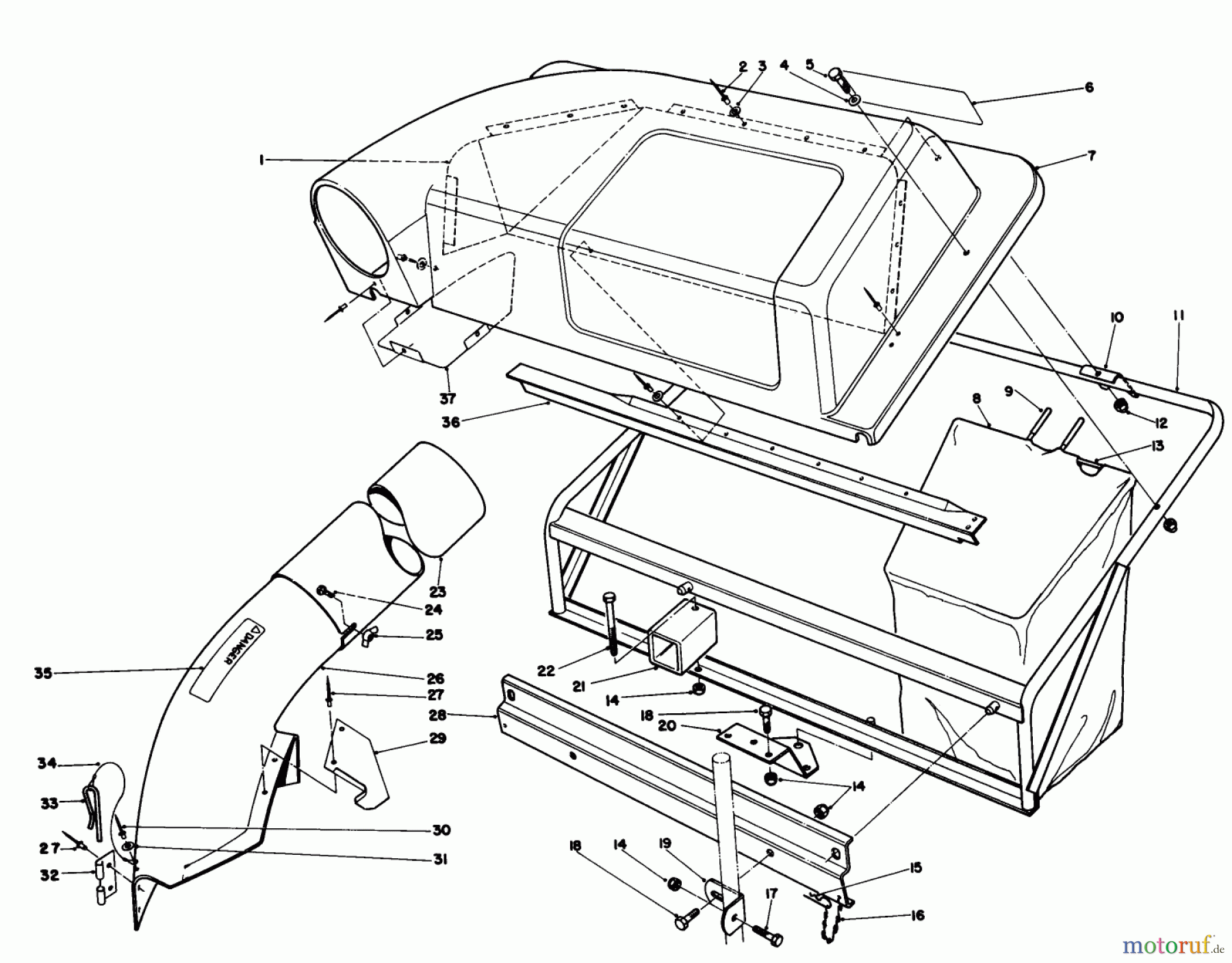  Toro Neu Mowers, Lawn & Garden Tractor Seite 1 57360 (11-32) - Toro 11-32 Lawn Tractor, 1984 (4000001-4999999) TWIN BAGGER GRASS CATCHER MODEL NO. 59122 (OPTIONAL)
