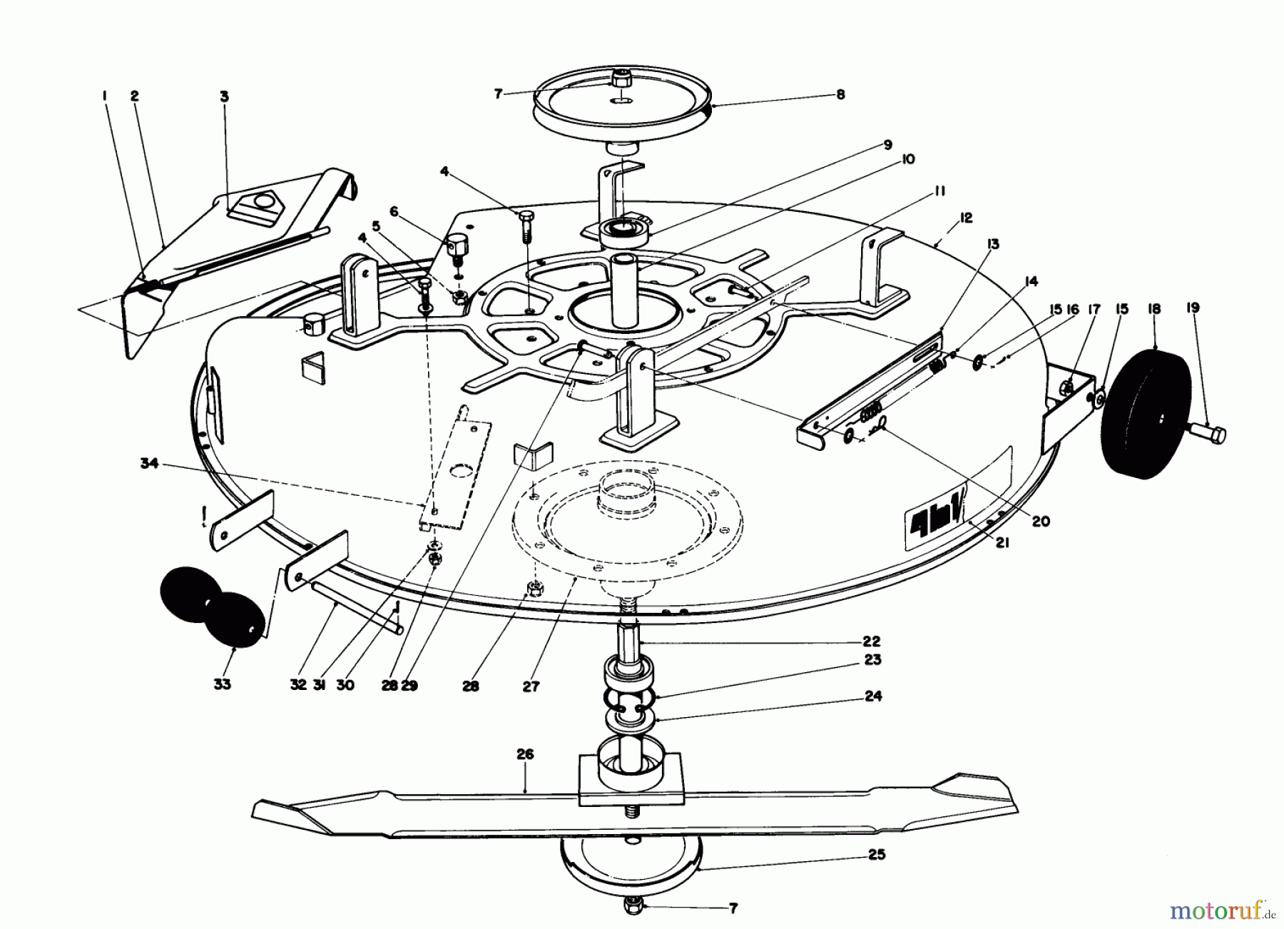  Toro Neu Mowers, Lawn & Garden Tractor Seite 1 57360 (11-32) - Toro 11-32 Lawn Tractor, 1985 (5000001-5999999) CUTTING DECK MODEL 59130