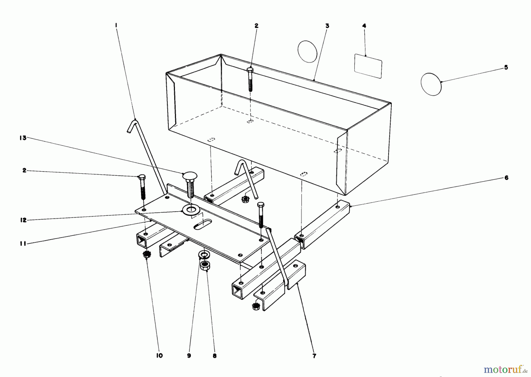Toro Neu Mowers, Lawn & Garden Tractor Seite 1 57360 (11-32) - Toro 11-32 Lawn Tractor, 1985 (5000001-5999999) WEIGHT BOX ASSEMBLY MODEL NO. 59138 (OPTIONAL)