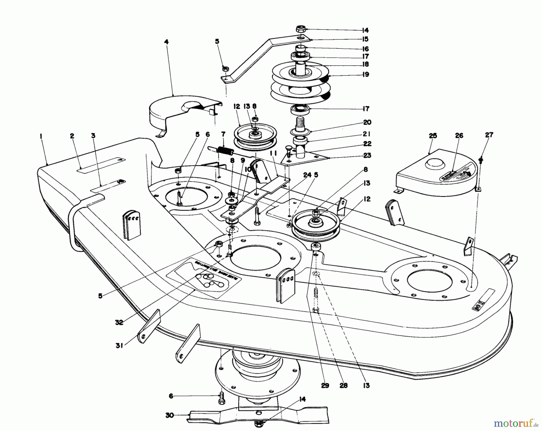  Toro Neu Mowers, Lawn & Garden Tractor Seite 1 57356 (11-42) - Toro 11-42 Lawn Tractor, 1979 (9000001-9999999) CUTTING DECK