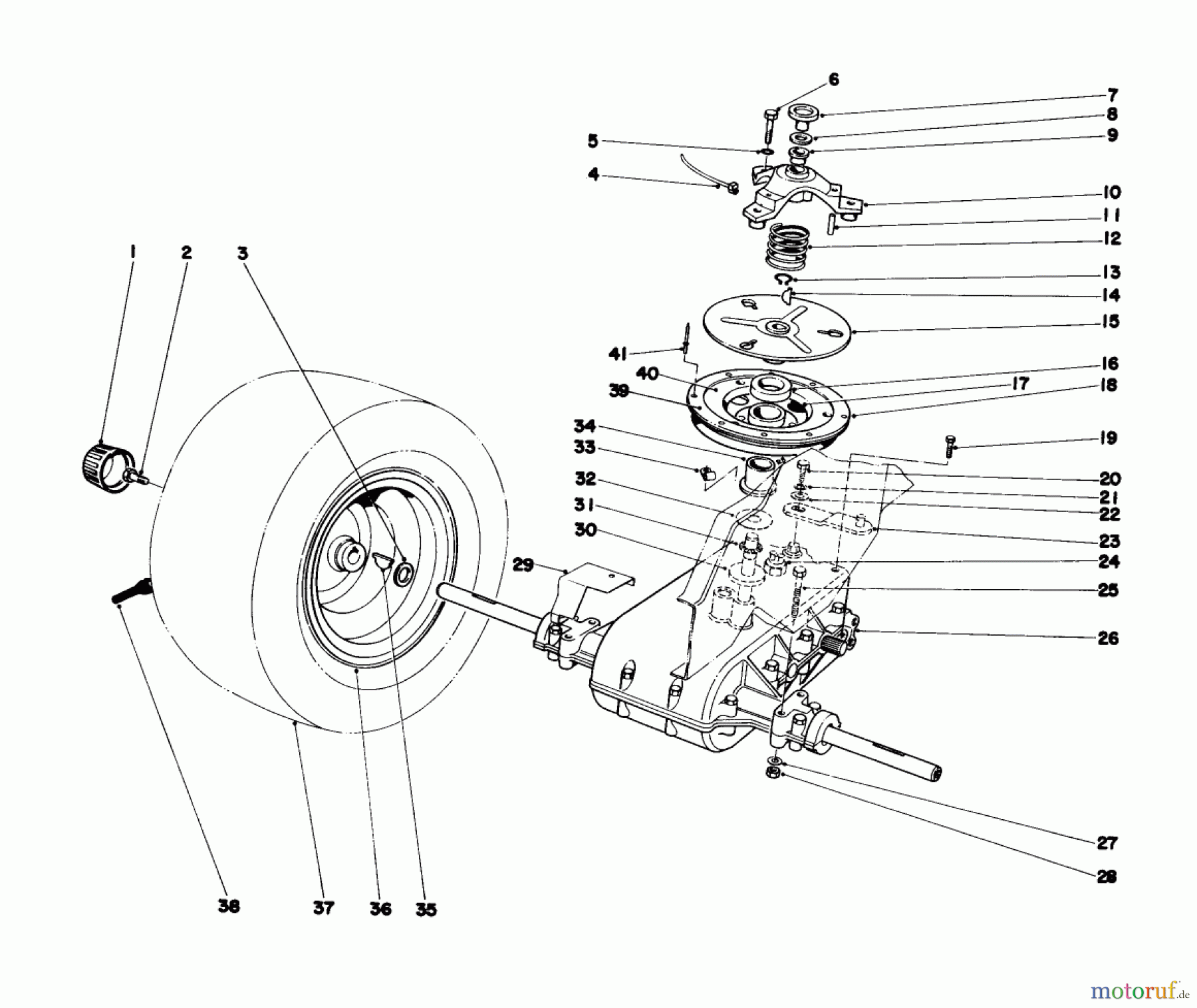  Toro Neu Mowers, Lawn & Garden Tractor Seite 1 57356 (11-42) - Toro 11-42 Lawn Tractor, 1979 (9000001-9999999) TRANSAXLE & CLUTCH ASSEMBLY
