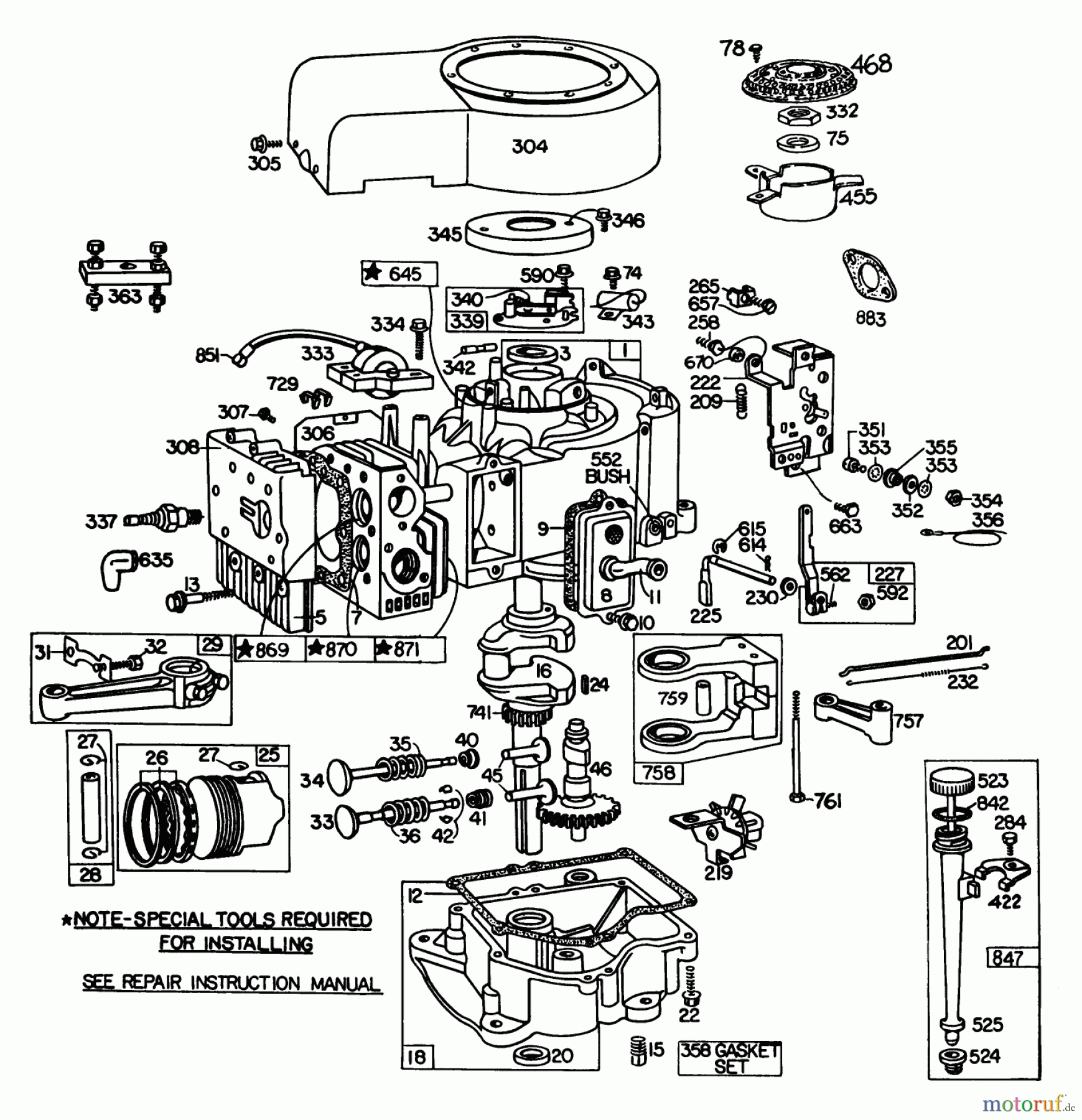 Toro Neu Mowers, Lawn & Garden Tractor Seite 1 57356 (11-42) - Toro 11-42 Lawn Tractor, 1980 (0000001-0999999) ENGINE BRIGGS & STRATTON MODEL 252707-0177-01 #1