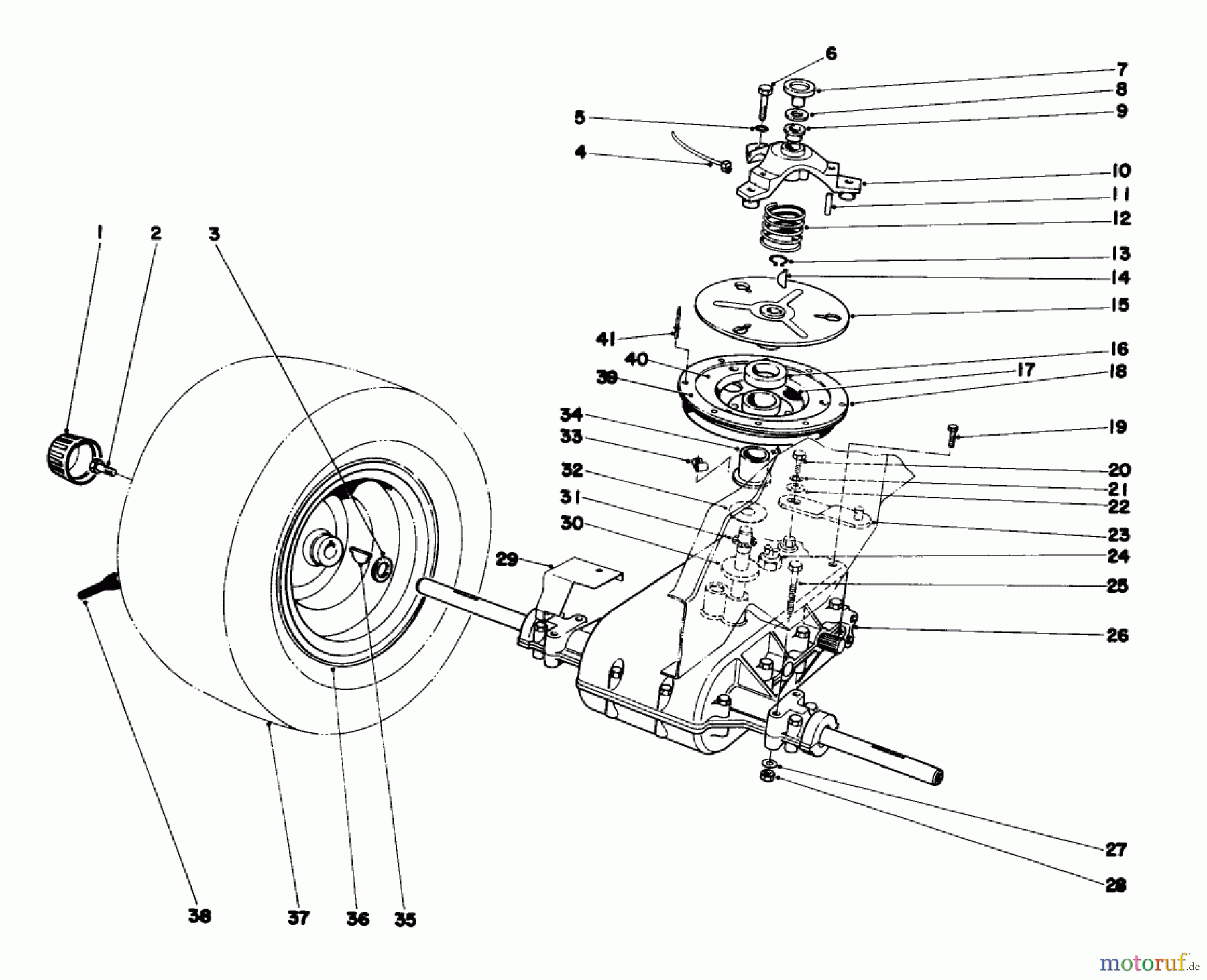 Toro Neu Mowers, Lawn & Garden Tractor Seite 1 57356 (11-42) - Toro 11-42 Lawn Tractor, 1980 (0000001-0999999) TRANSAXLE & CLUTCH ASSEMBLY