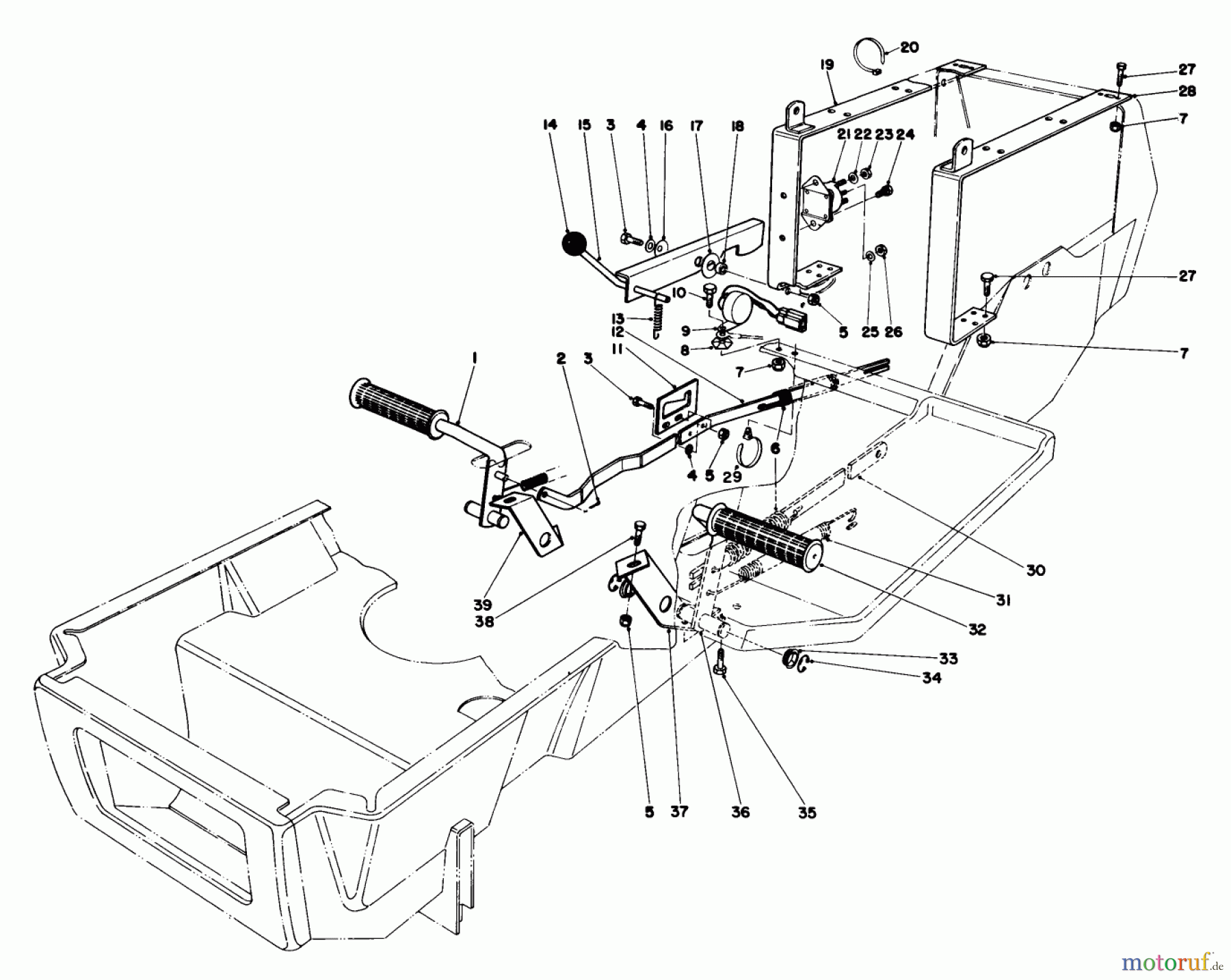 Toro Neu Mowers, Lawn & Garden Tractor Seite 1 57357 (11-44) - Toro 11-44 Lawn Tractor, 1982 (2000001-2999999) BRAKE & CLUTCH PEDAL ASSEMBLY
