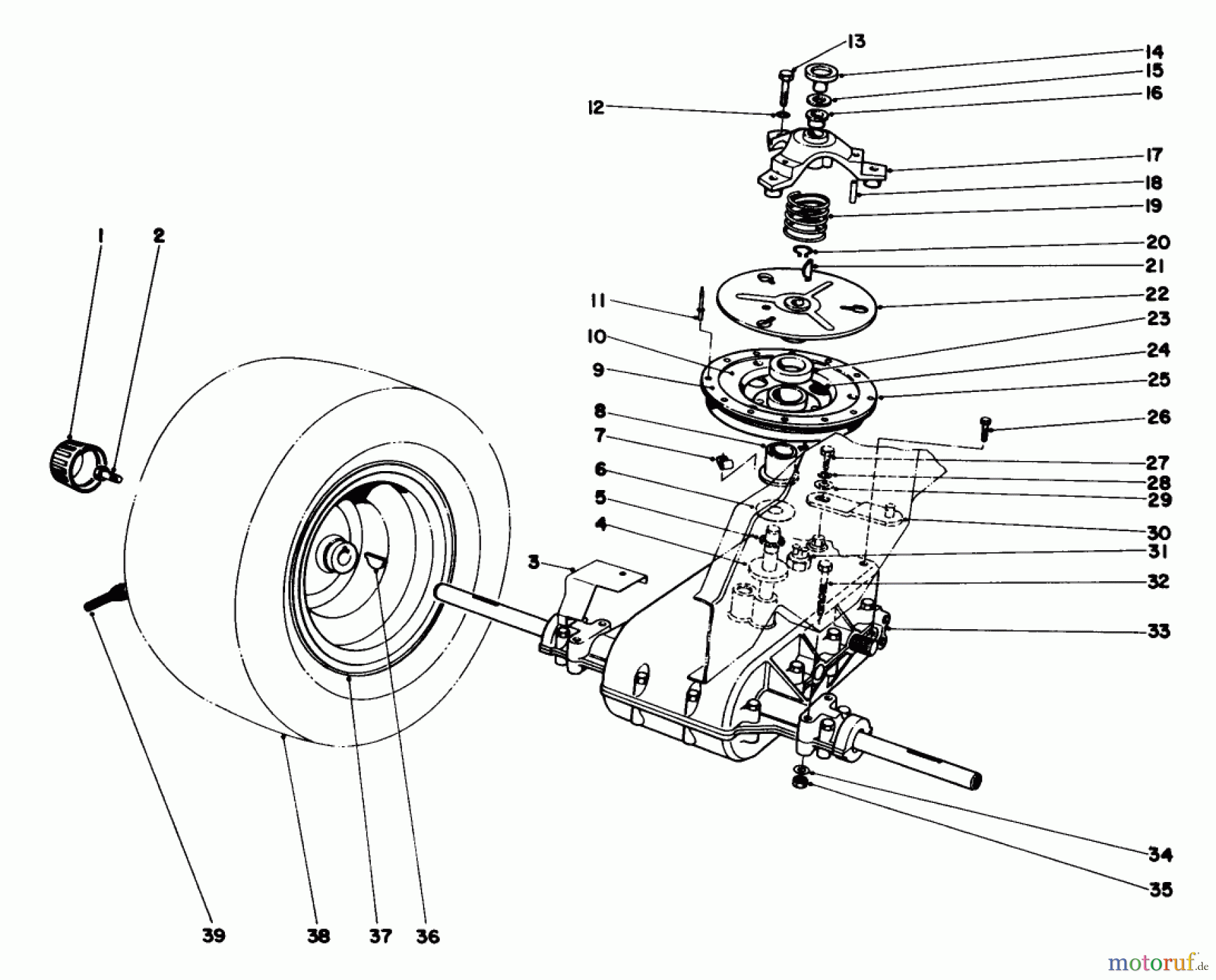 Toro Neu Mowers, Lawn & Garden Tractor Seite 1 57357 (11-44) - Toro 11-44 Lawn Tractor, 1982 (2000001-2999999) TRANSAXLE & CLUTCH ASSEMBLY