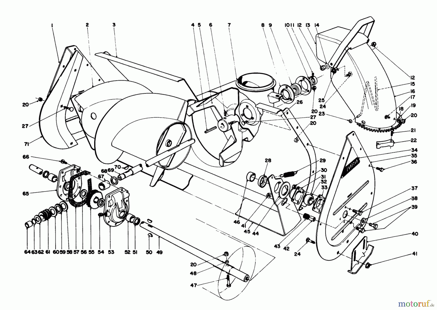 Toro Neu Mowers, Lawn & Garden Tractor Seite 1 57357 (11-44) - Toro 11-44 Lawn Tractor, 1984 (4000001-4999999) AUGER ASSEMBLY 36