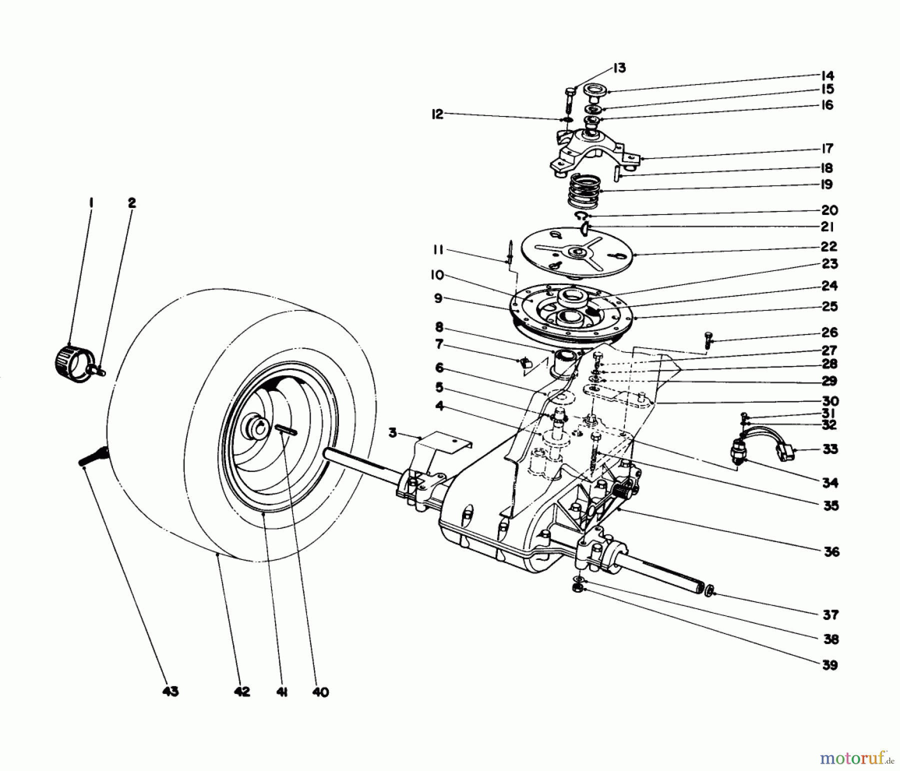  Toro Neu Mowers, Lawn & Garden Tractor Seite 1 57356 (11-42) - Toro 11-42 Lawn Tractor, 1985 (5000001-5999999) TRANSAXLE & CLUTCH ASSEMBLY